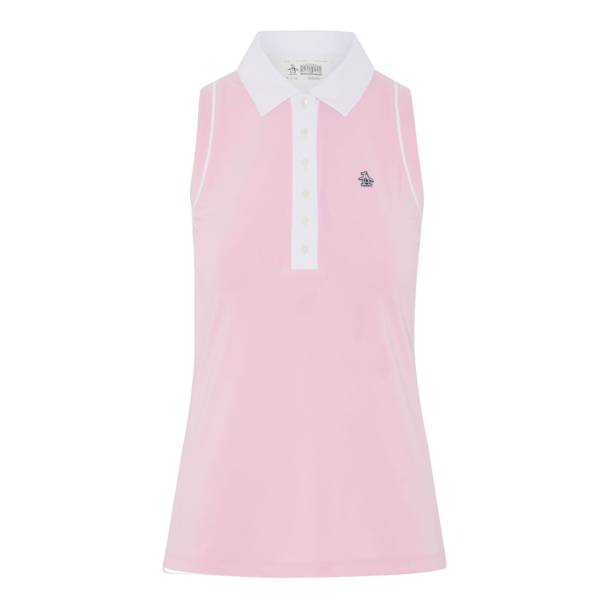 Polo Original Penguin sans manches à dos en maille et blocs de couleur pour femme