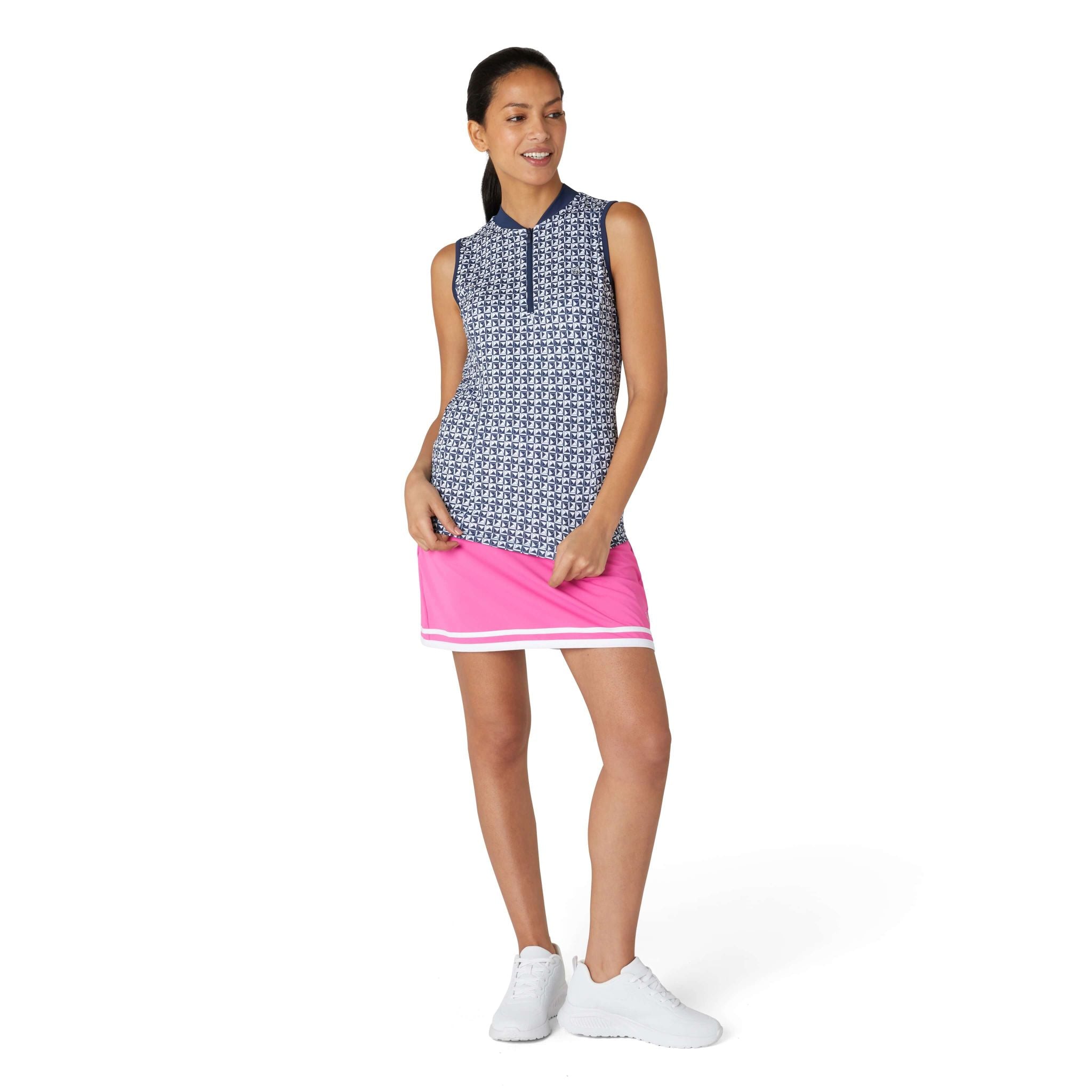 Polo sans manches Original Penguin à dos en maille imprimée géométrique pour femme