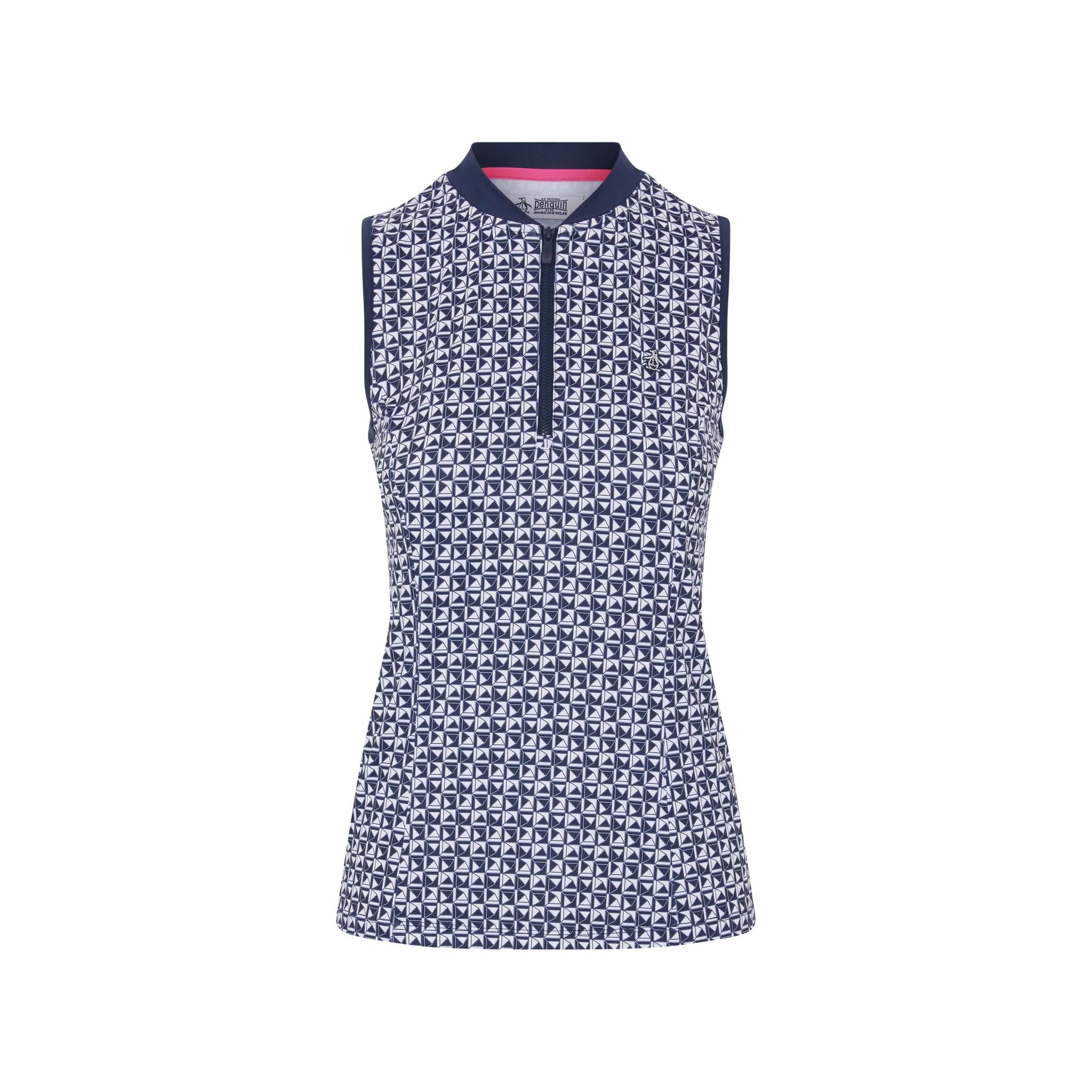 Polo sans manches Original Penguin à dos en maille imprimée géométrique pour femme