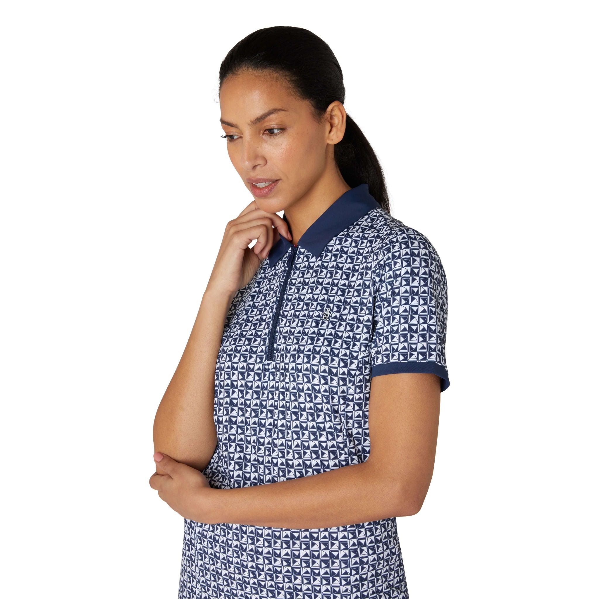 Polo Original Penguin à dos en maille imprimé géométrique pour femme