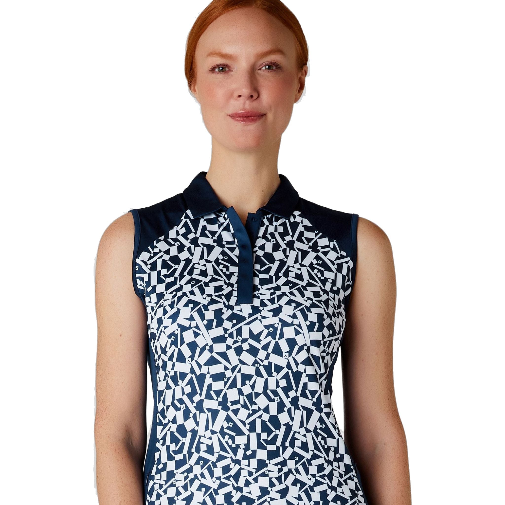 Robe sans manches Callaway bicolore à géométrie pour femme