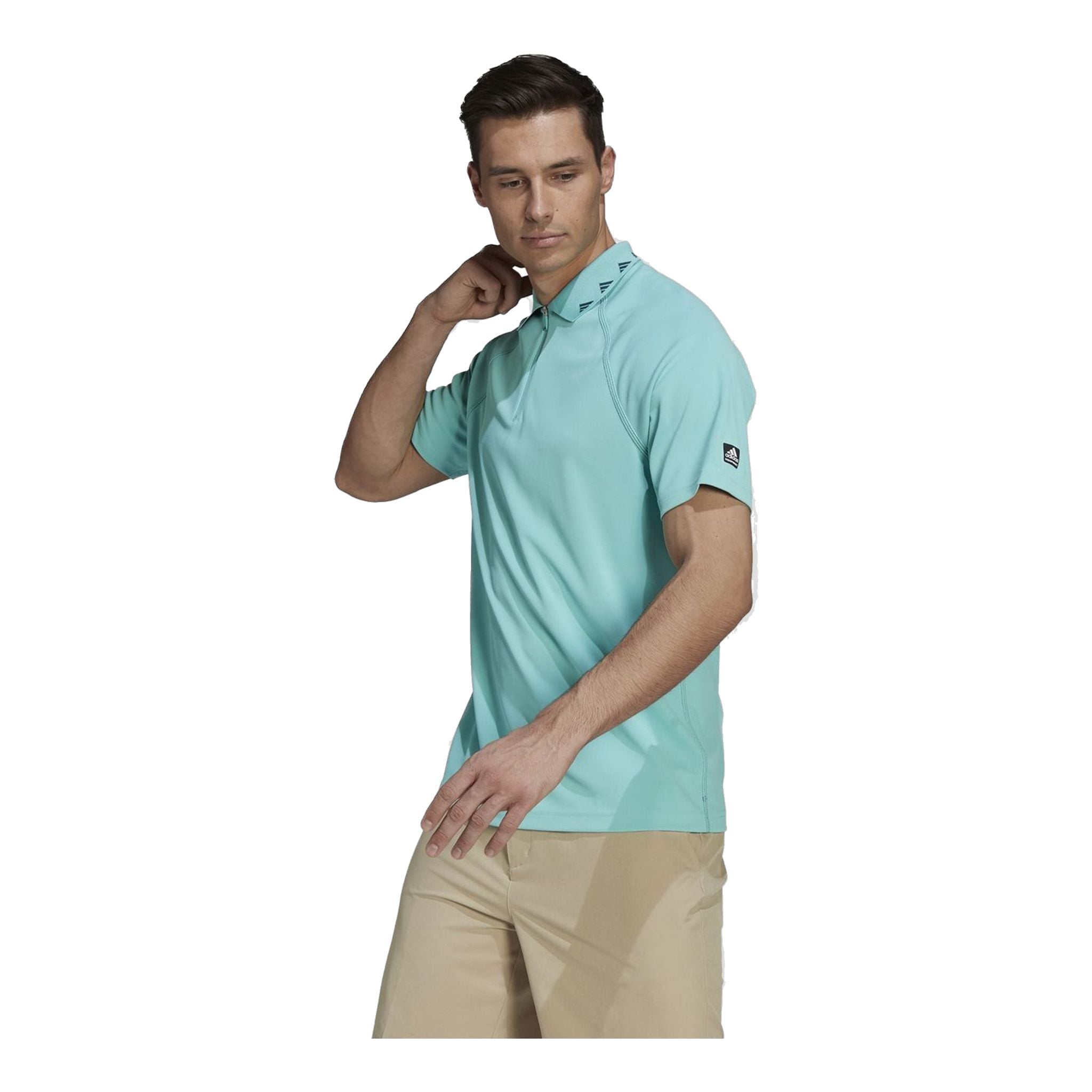 Polo Adidas Equipment à fermeture éclair, piqué, manches courtes, menthe, homme