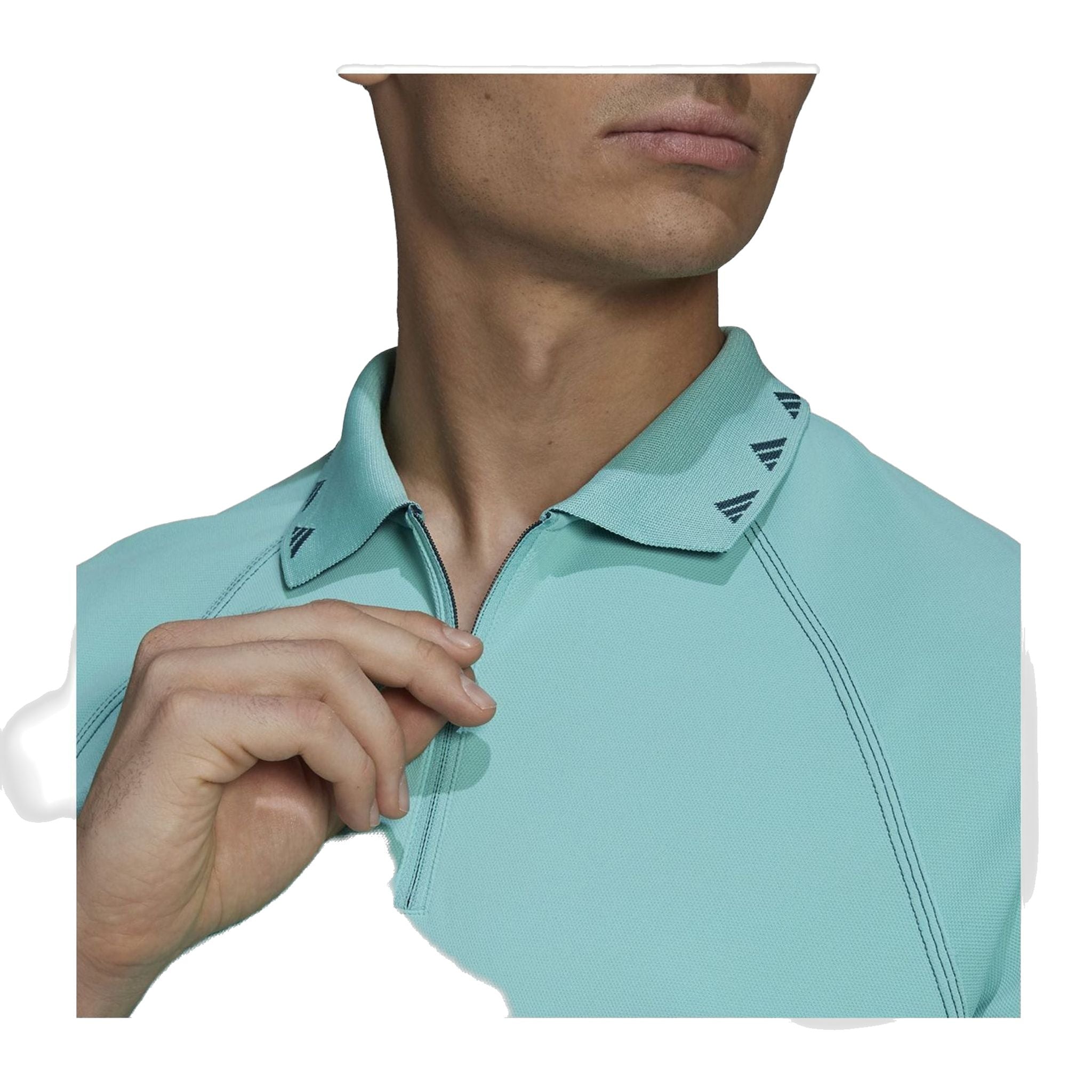 Polo Adidas Equipment à fermeture éclair, piqué, manches courtes, menthe, homme