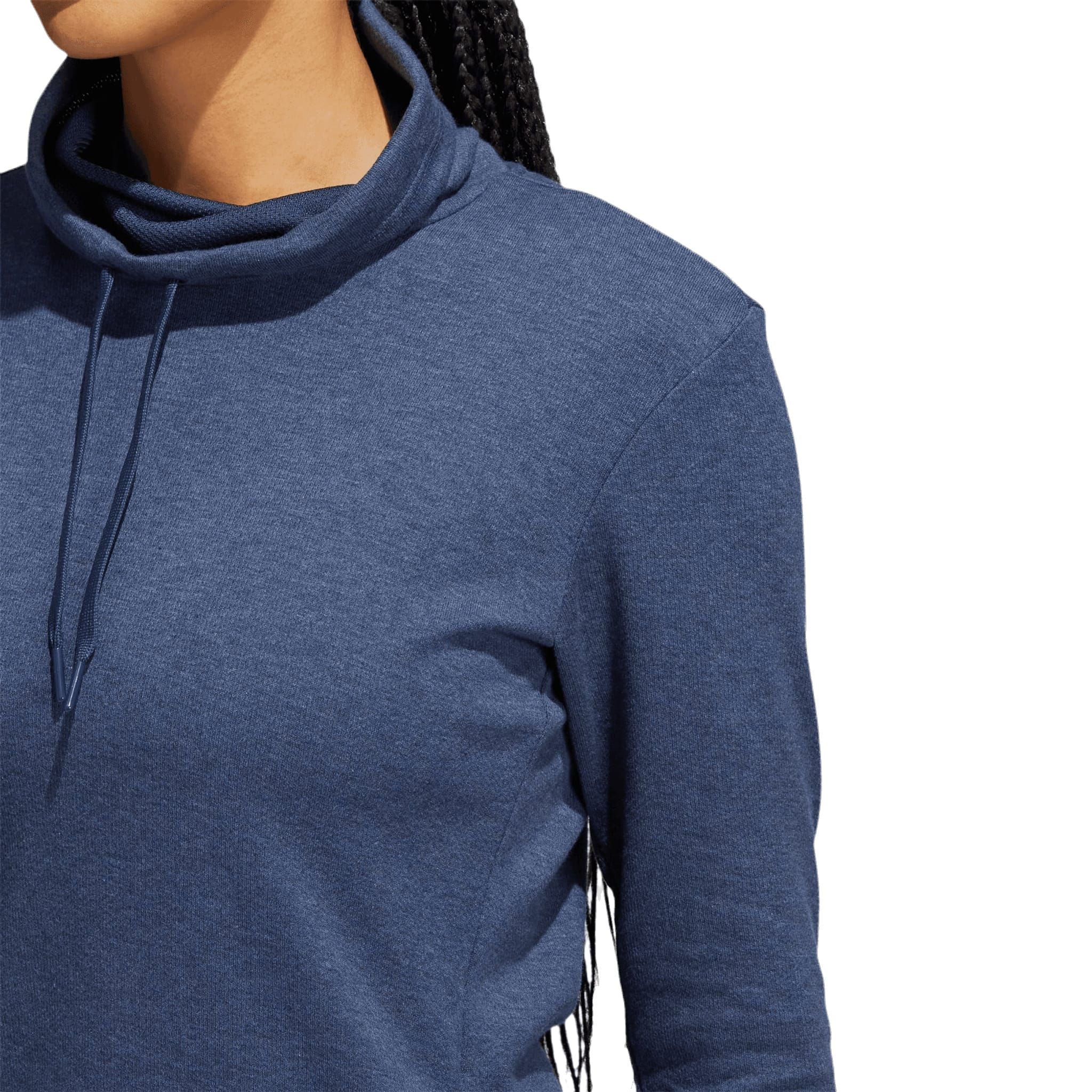 Pull de golf montant Adidas, col rond, bleu marine chiné, femme