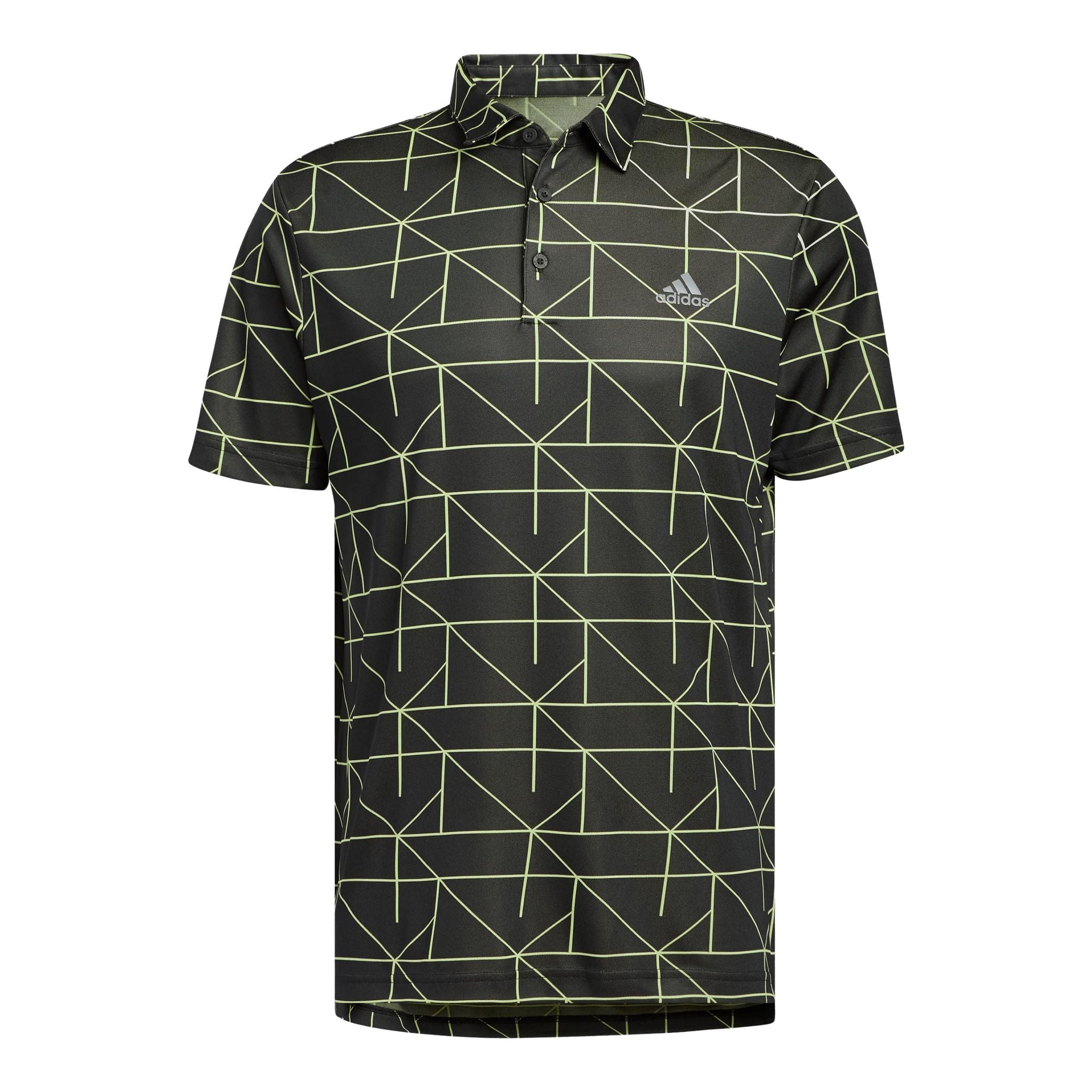 Polo Adidas M Jacquard Lines Noir/Vert citron pour homme