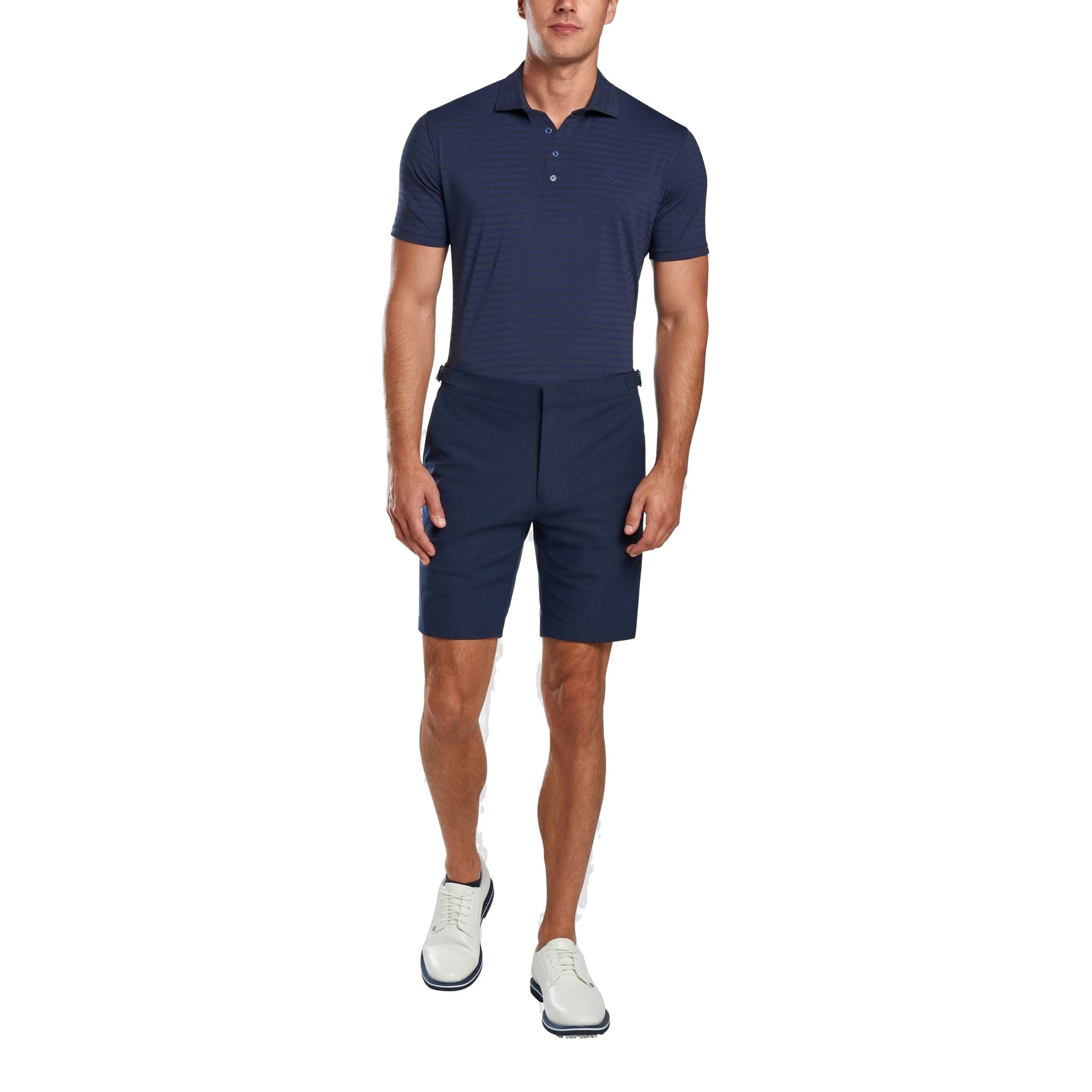 Polo de golf GFORE à rayures perforées pour homme