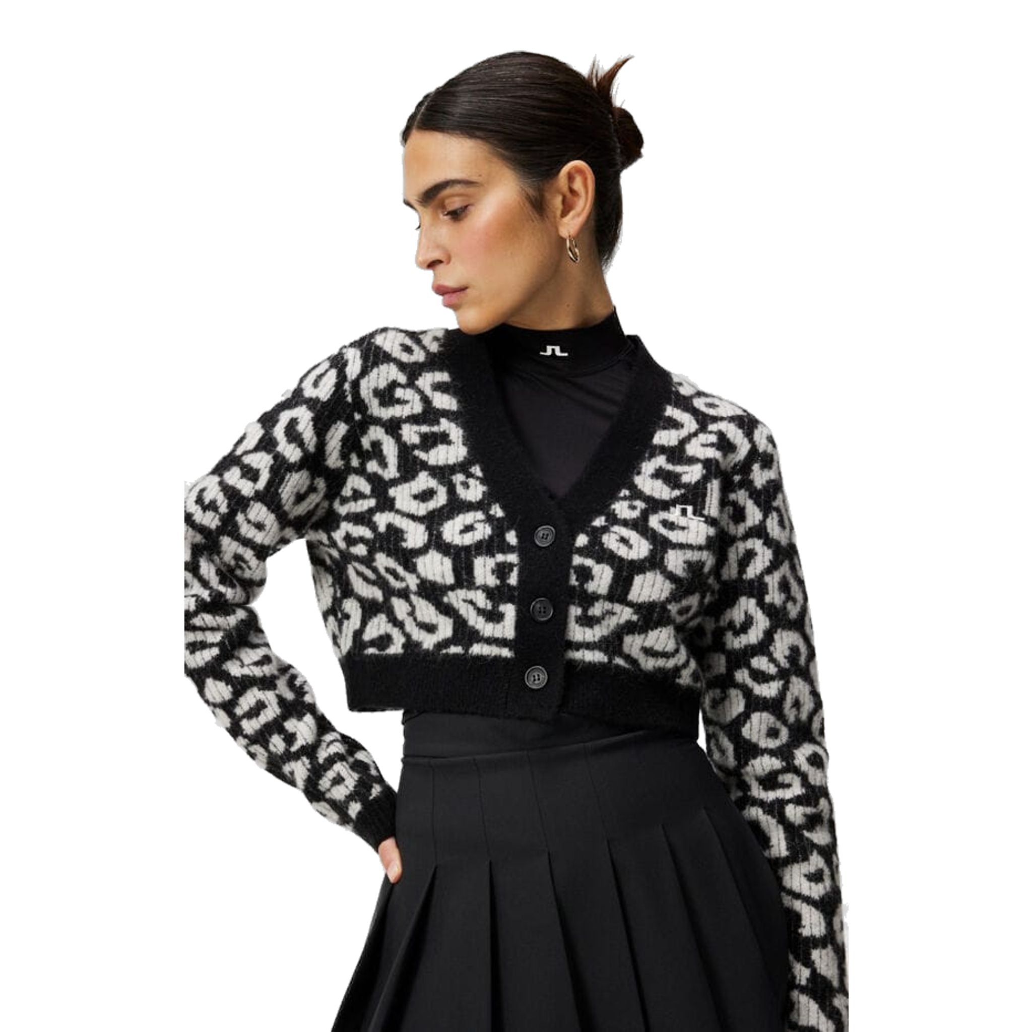 Gilet court J. Lindeberg W Mallory à imprimé léopard noir et blanc pour femme