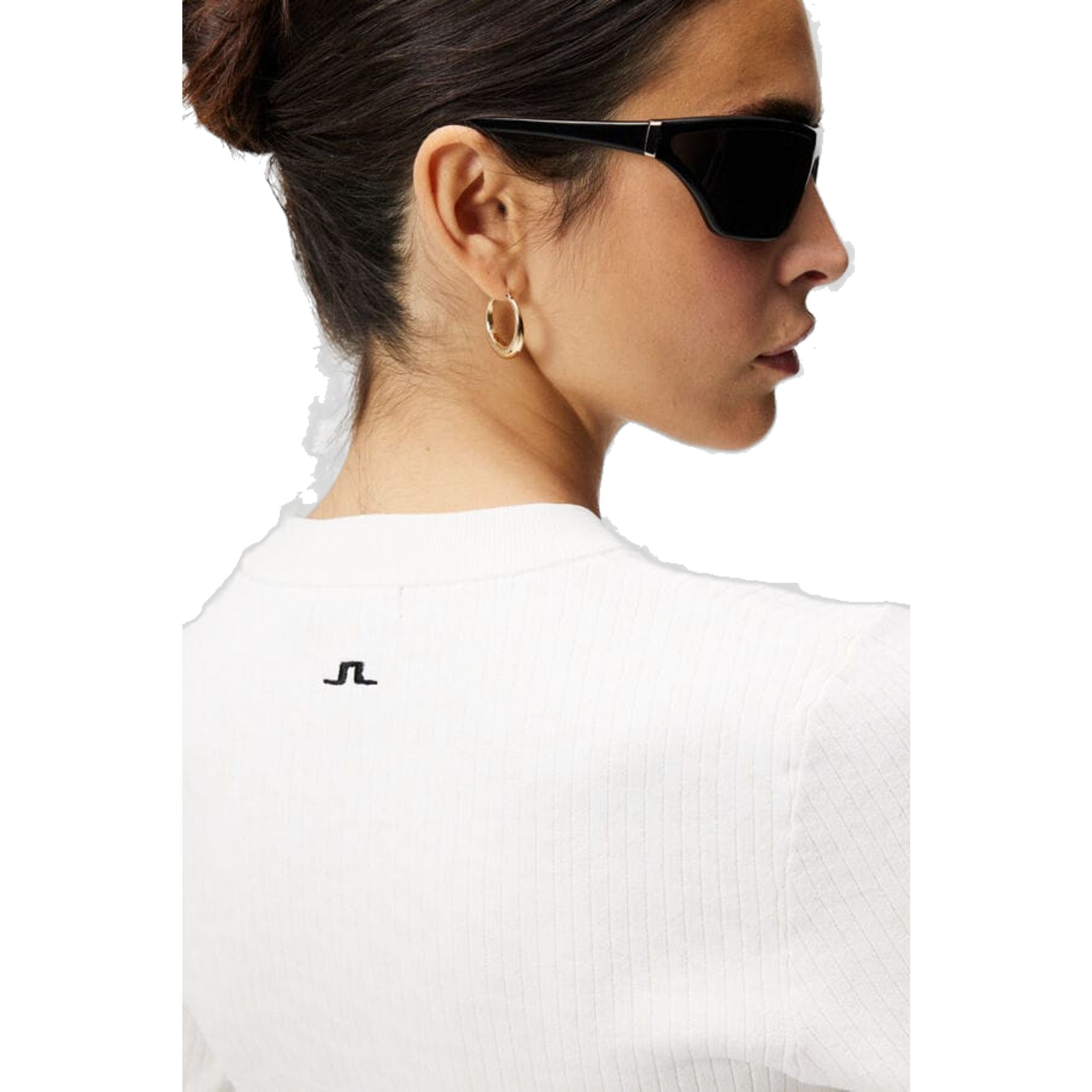 Pull en maille côtelée jacquard blanche J. Lindeberg W Louise pour femme