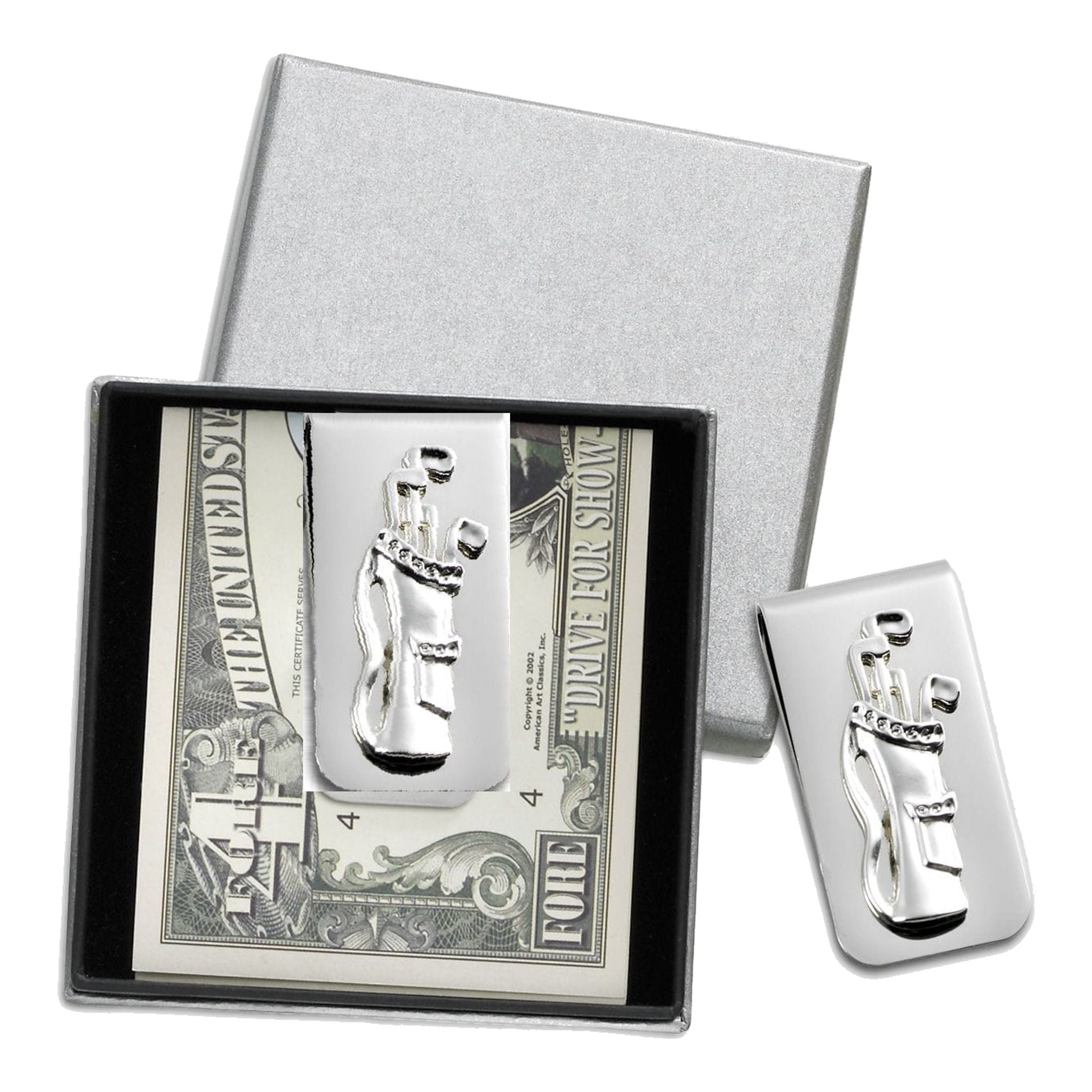 Sportiques Golf Gifts - Pince à billets - Sac de golf en boîte