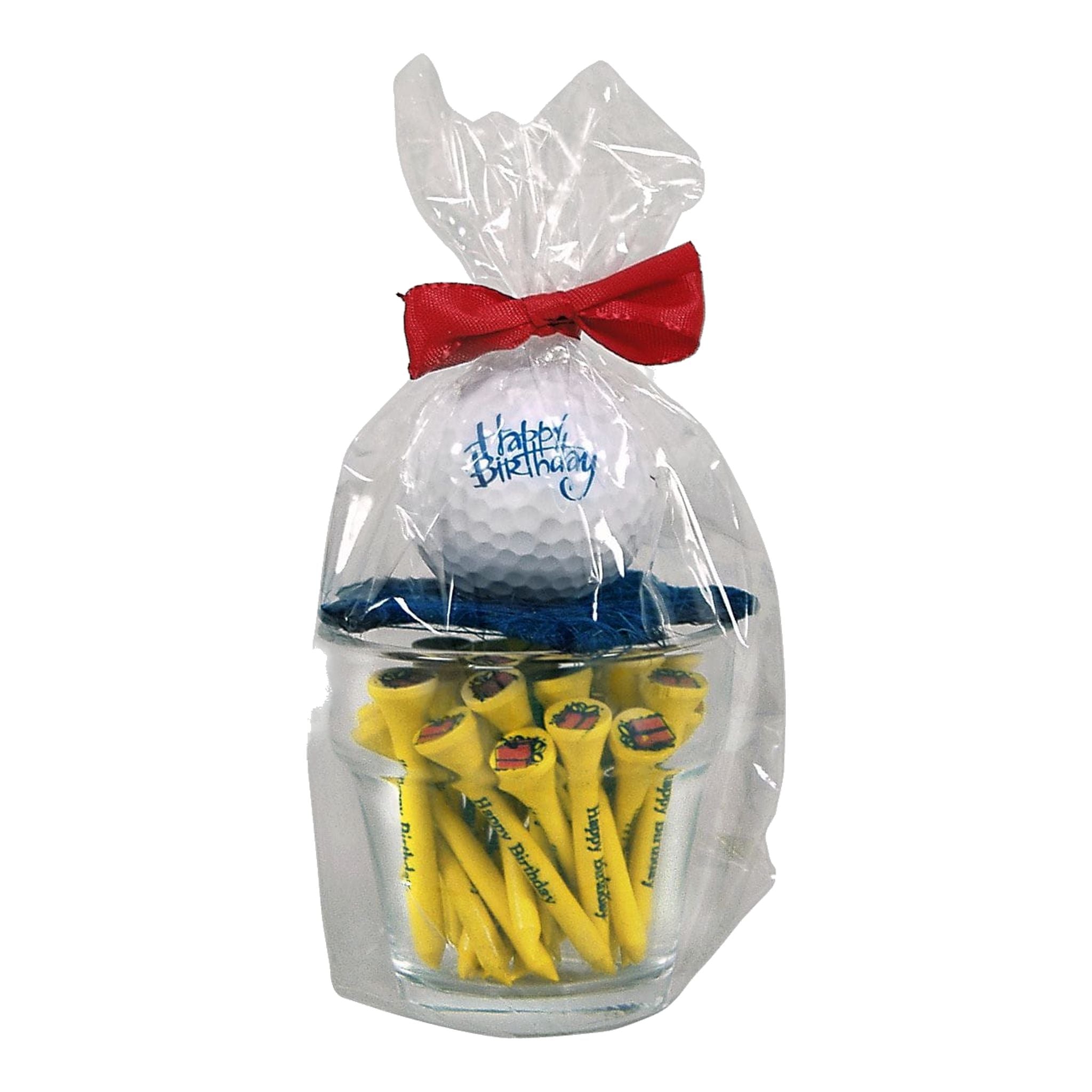 Sportiques Golfgeschenke Glastopf Happy Birthday Schriftzug (Ball & Tees)