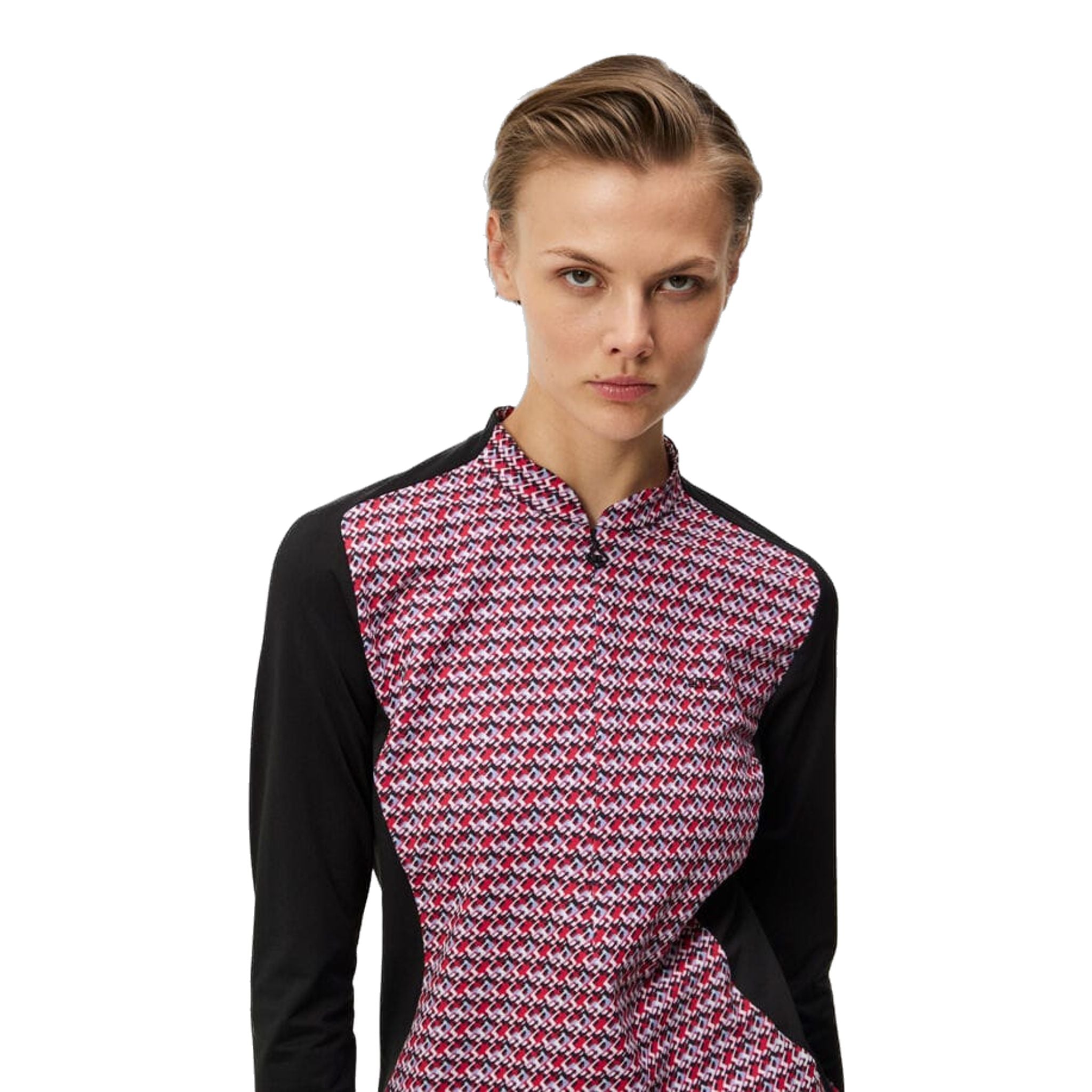 Pull mi-long à demi-zip Marilyn de J. Lindeberg pour femme, noir