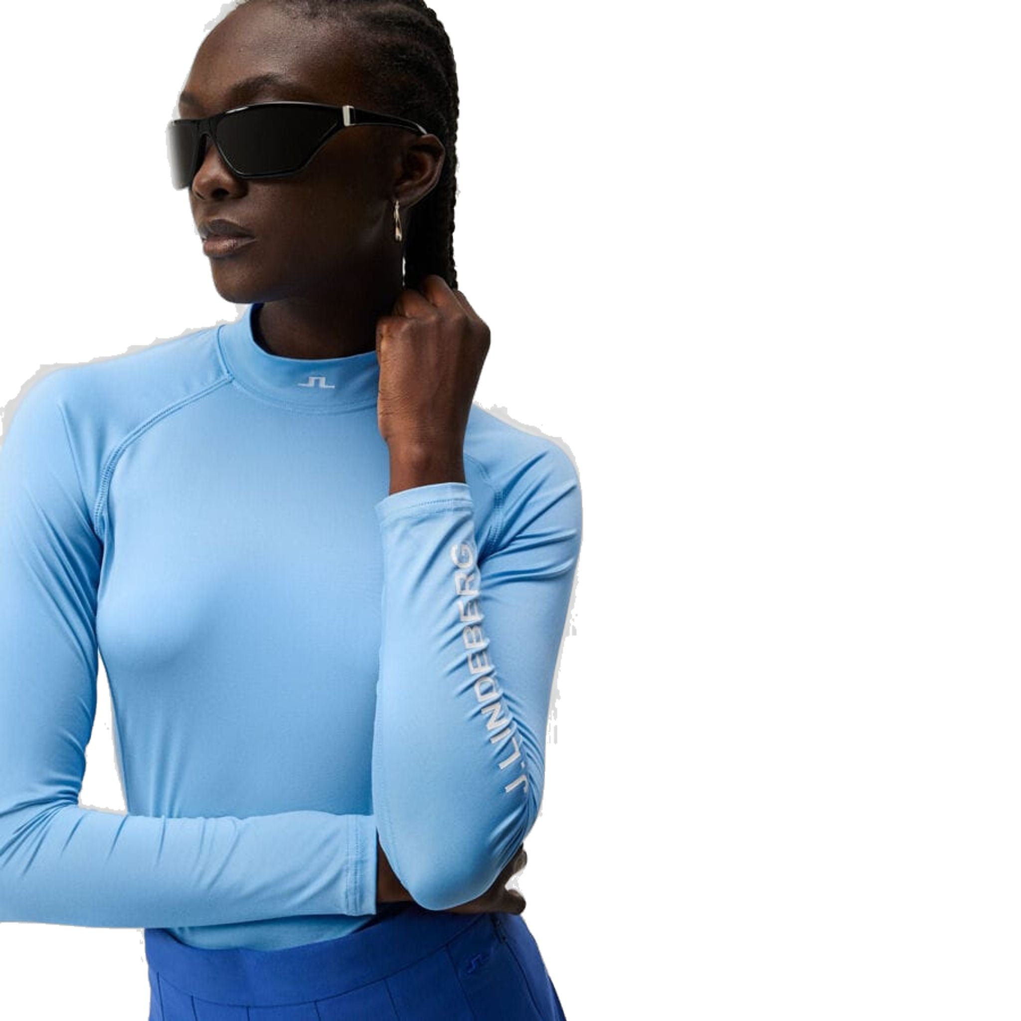 Haut de compression souple J. Lindeberg Asa pour femme et petit garçon, bleu.