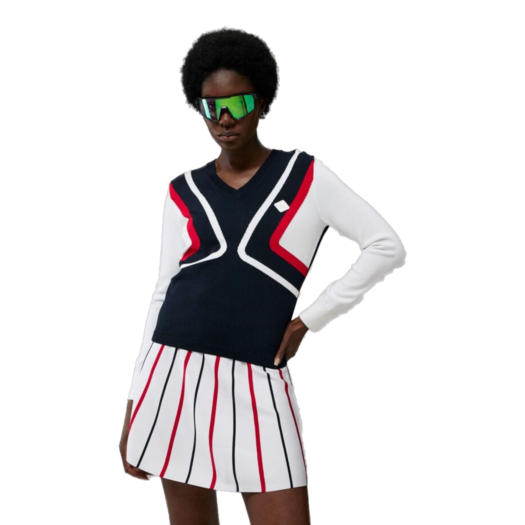 Pull de golf en maille J. Lindeberg Celine JL bleu marine pour femme