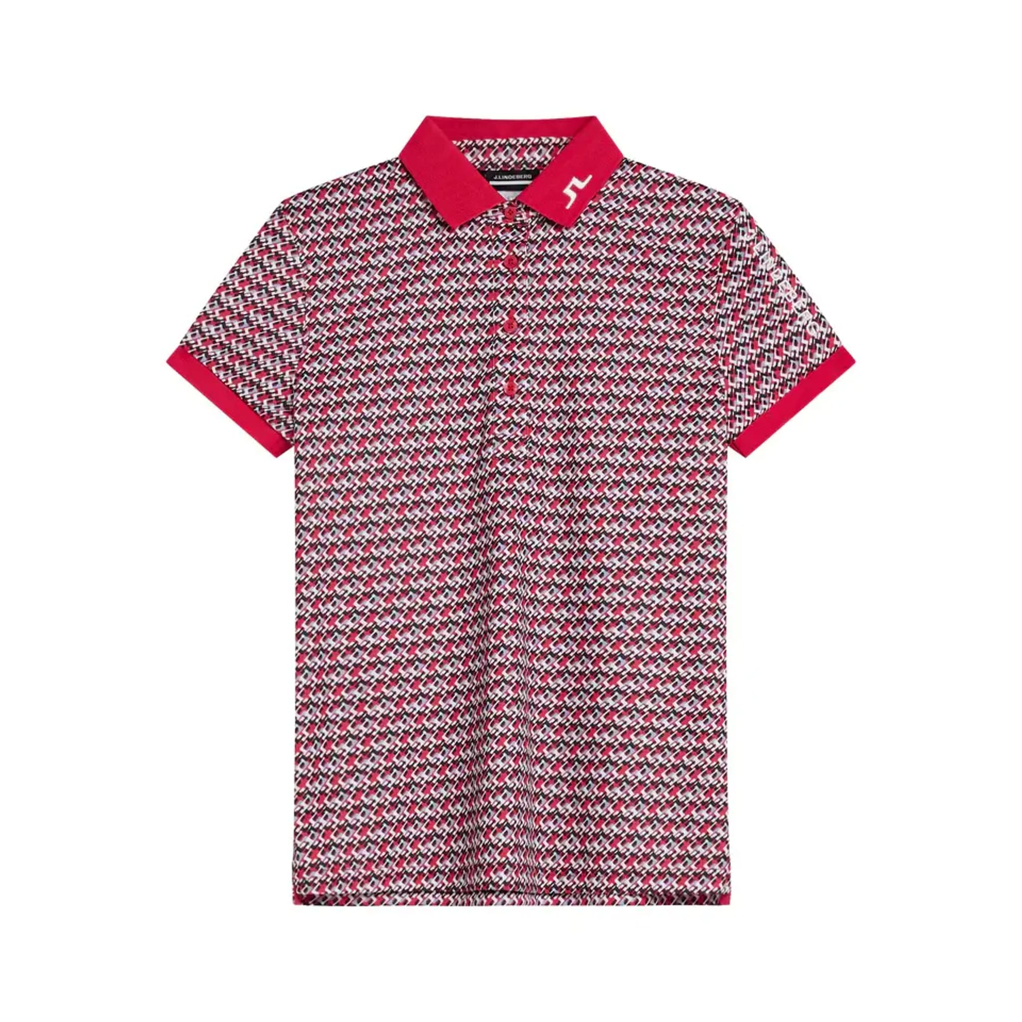 J. Lindeberg Tour Tech Print Polo Femme JLMicro Bridge Rose Rouge Femme