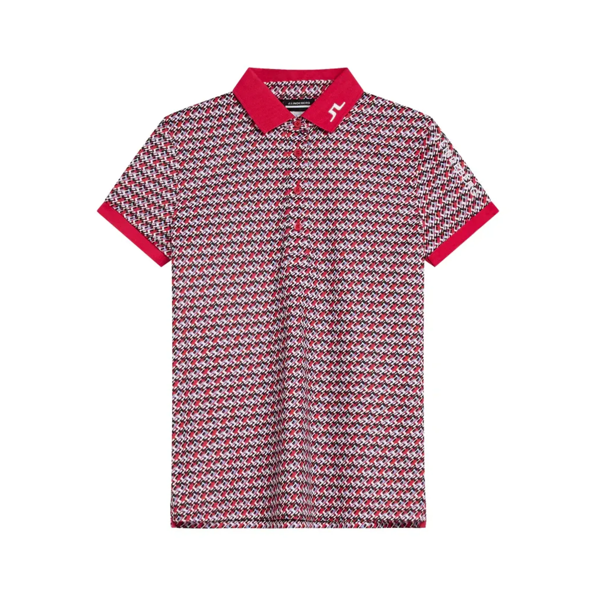 J. Lindeberg Tour Tech Print Polo Femme JLMicro Bridge Rose Rouge Femme