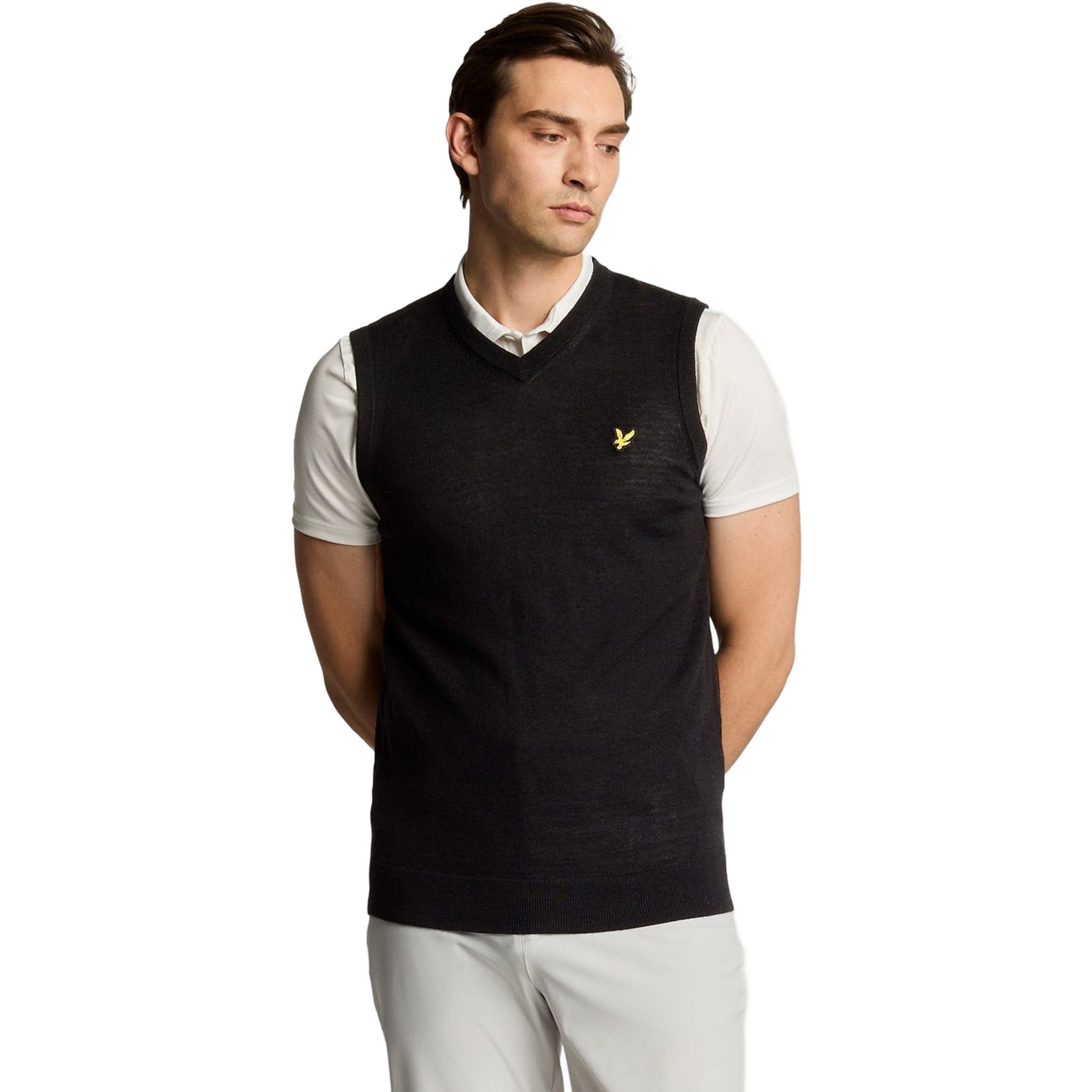 Gilet homme en maille mérinos mélangée Lyle & Scott à col en V