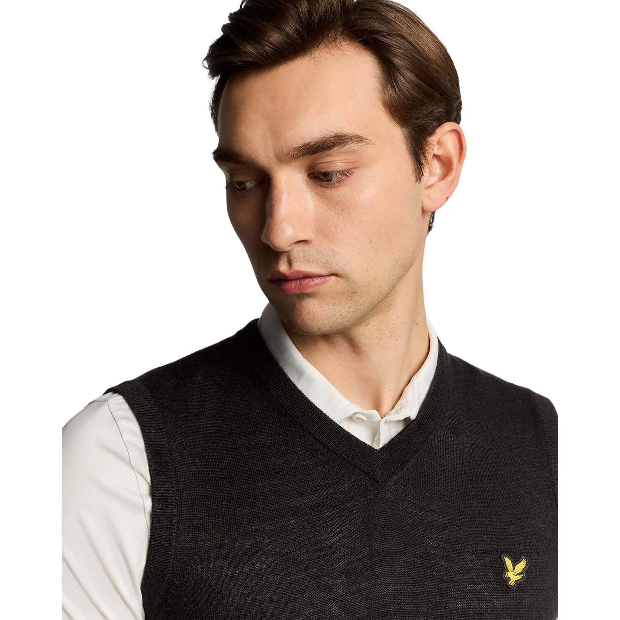 Gilet homme en maille mérinos mélangée Lyle & Scott à col en V