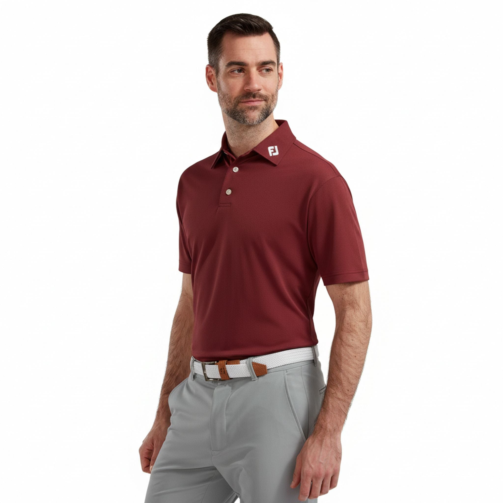 Footjoy Pique Solid Polo Maroon "DCC"-Logo M Herren