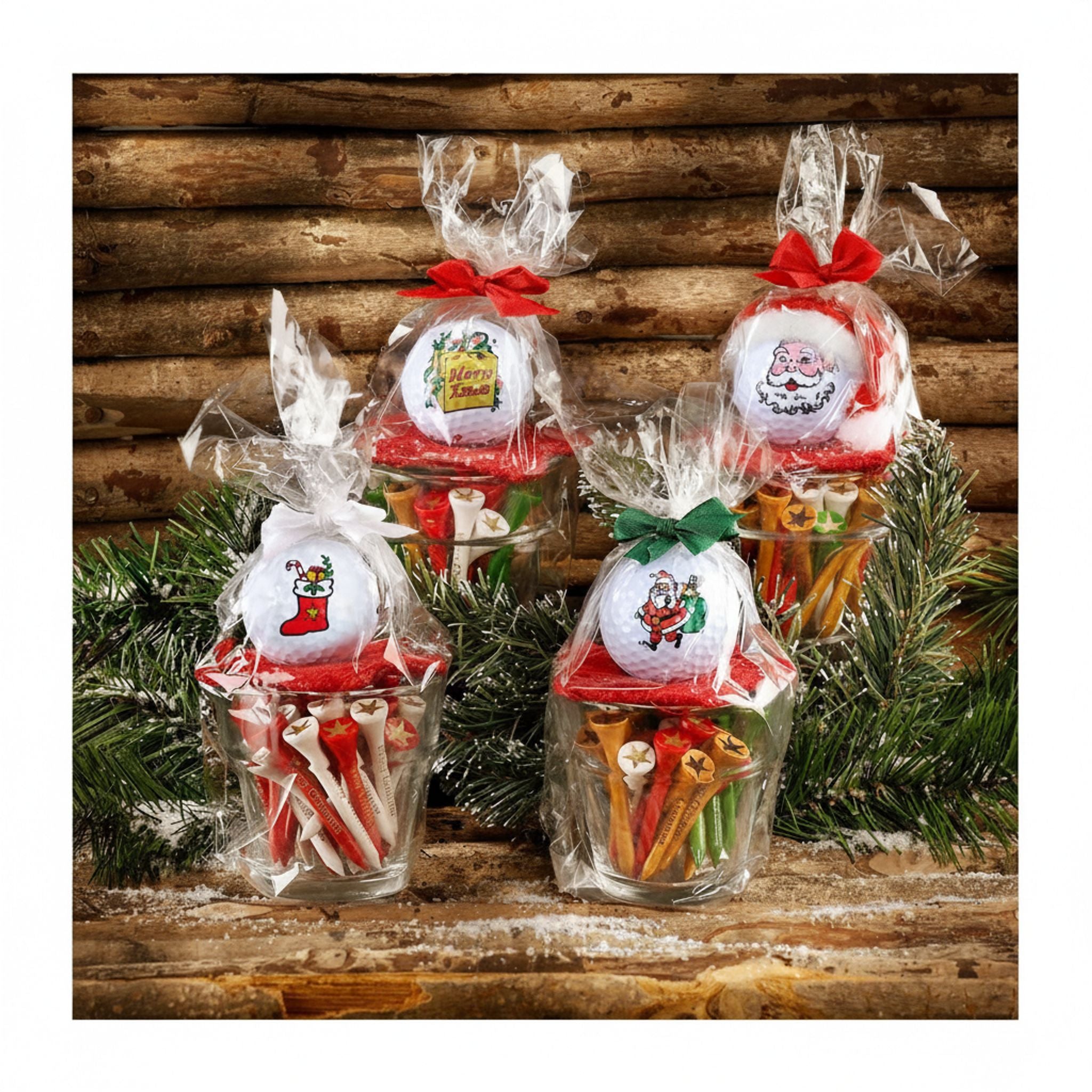 Sportiques Golfgeschenke Glastopf Merry Christmas (Ball & Tees)