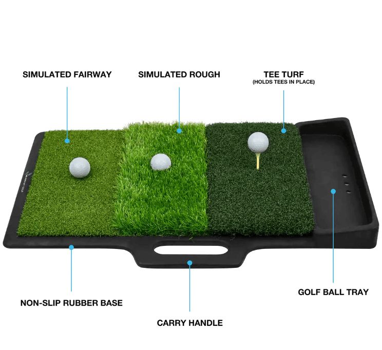 Tapis de frappe Me and My Golf Tri-Turf avec canal à balles
