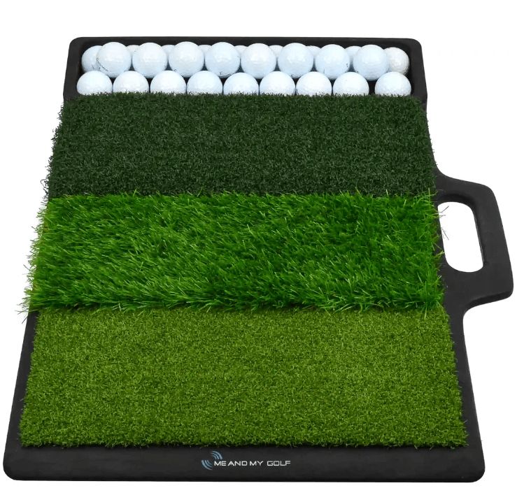 Tapis de frappe Me and My Golf Tri-Turf avec canal à balles