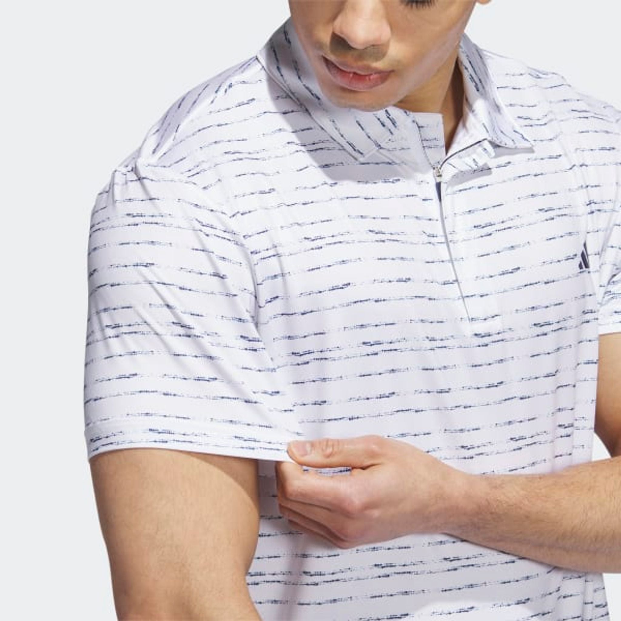 Polo zippé à rayures Adidas pour homme, blanc