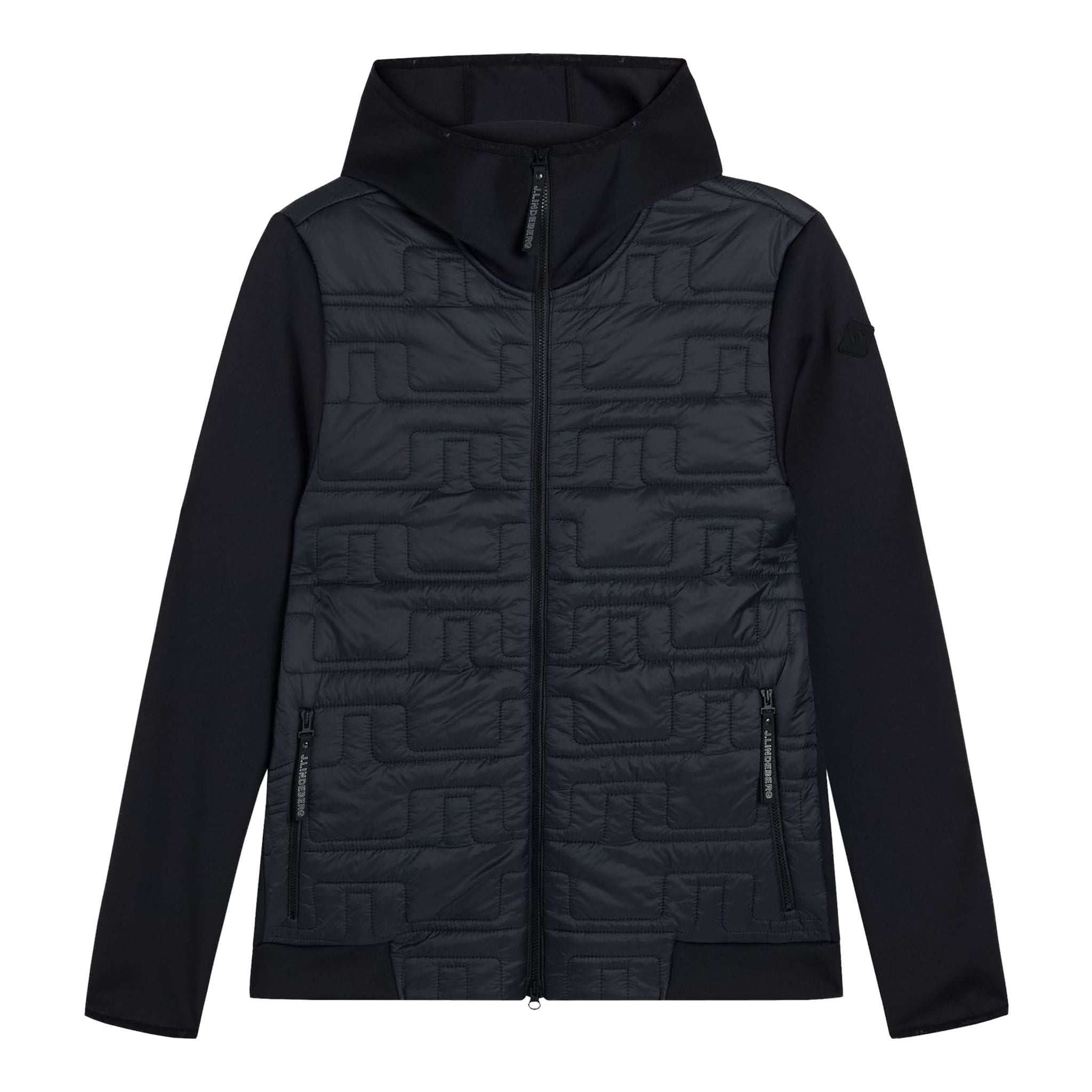 Veste matelassée hybride à capuche J. Lindeberg pour homme, noire
