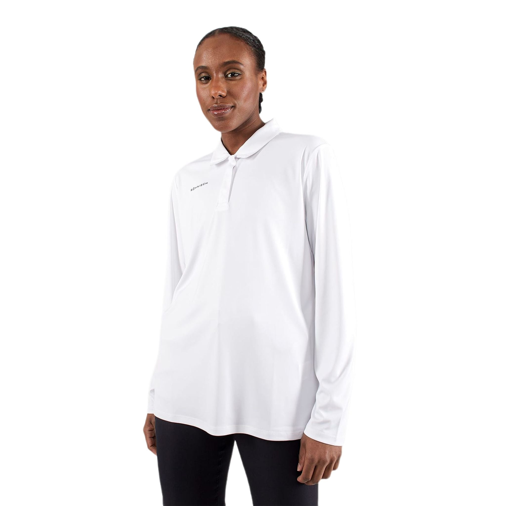Polo de golf Röhnisch Lynn à manches longues blanc pour femme