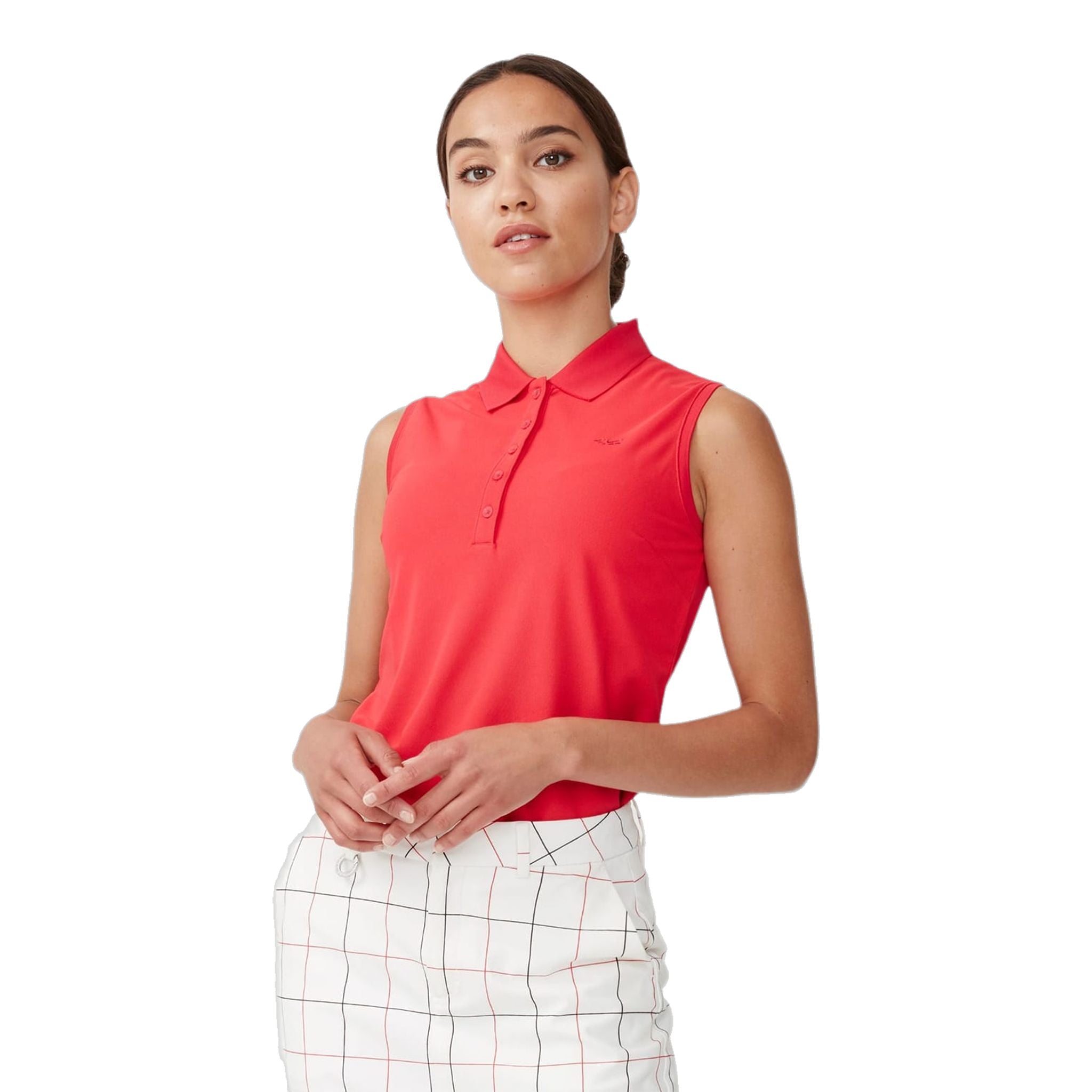 Polo de golf Röhnisch Soft Func sans manches rouge pour femme