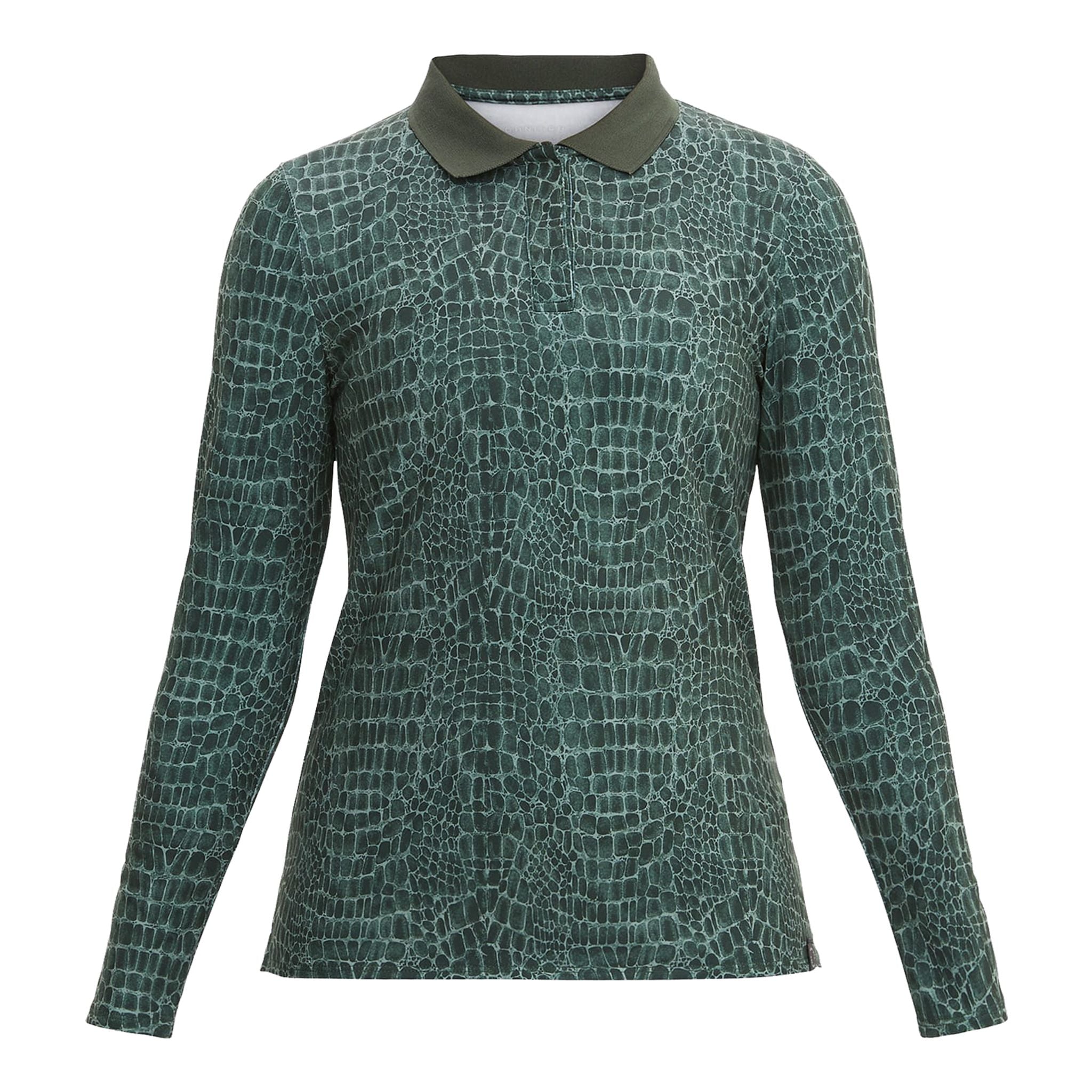 Polo de golf Röhnisch Sia à manches longues vert croco pour femme