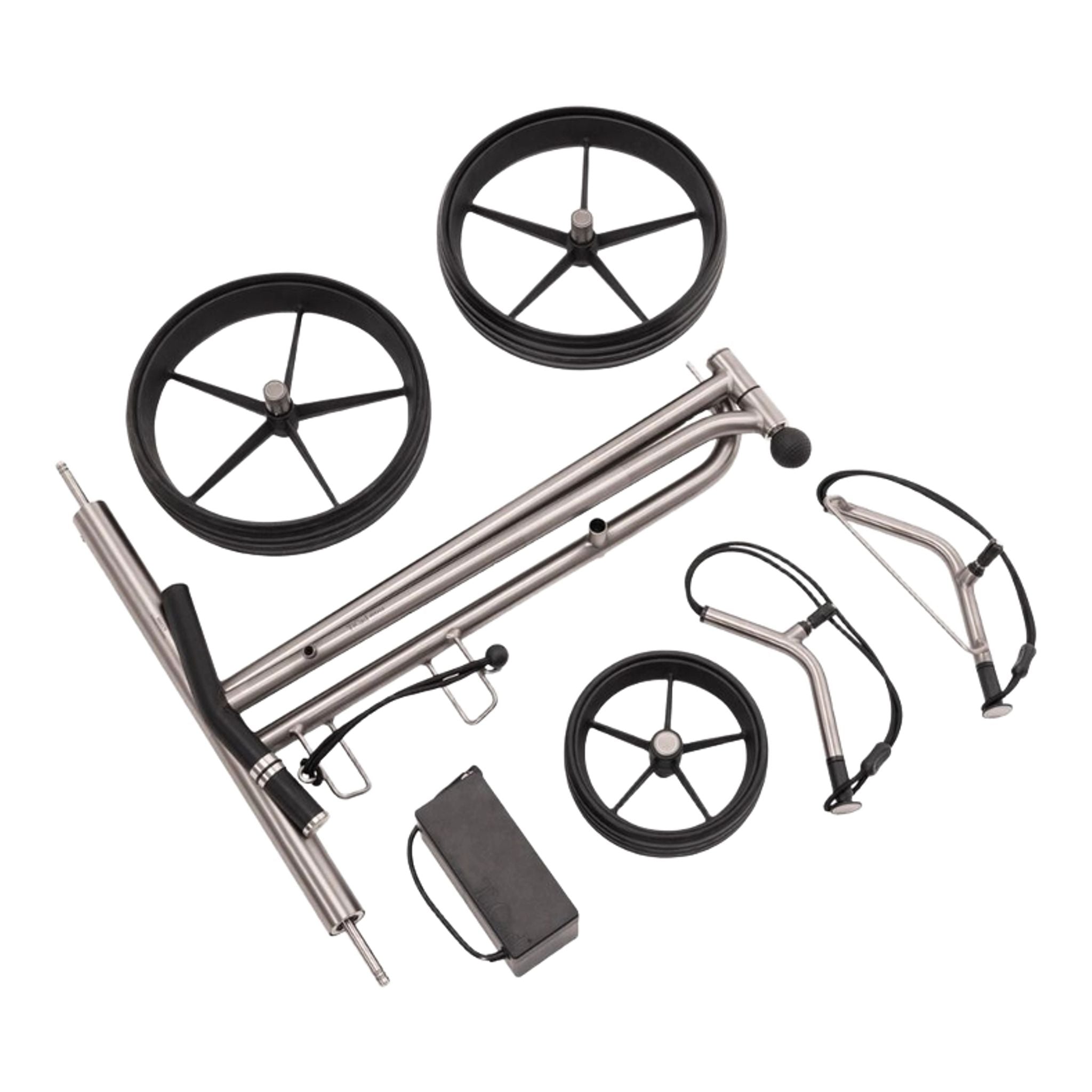 Chariot électrique TiCad Voyage avec commande par poignée rotative gainée de cuir