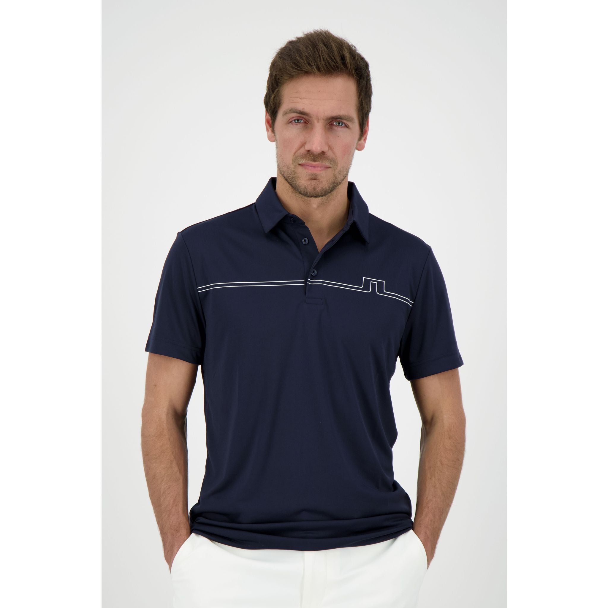 Polo J. Lindeberg M Clay coupe classique manches courtes JL bleu marine homme