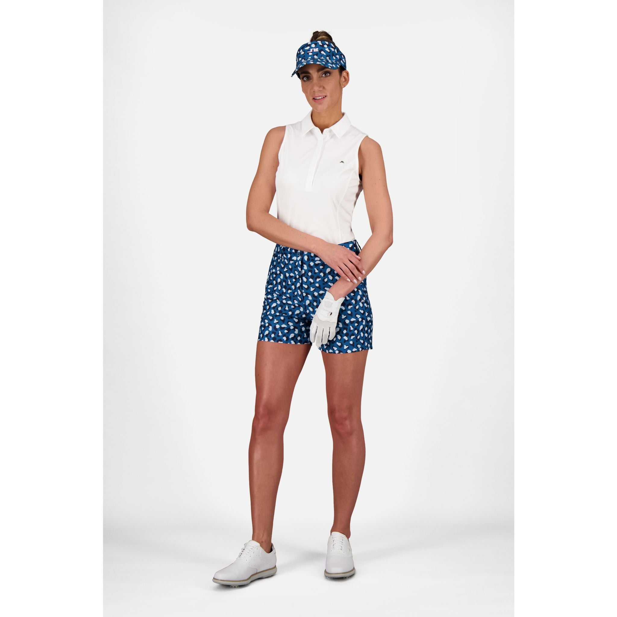 J. Lindeberg W Gwen Short de golf imprimé marocain bleu animal femme