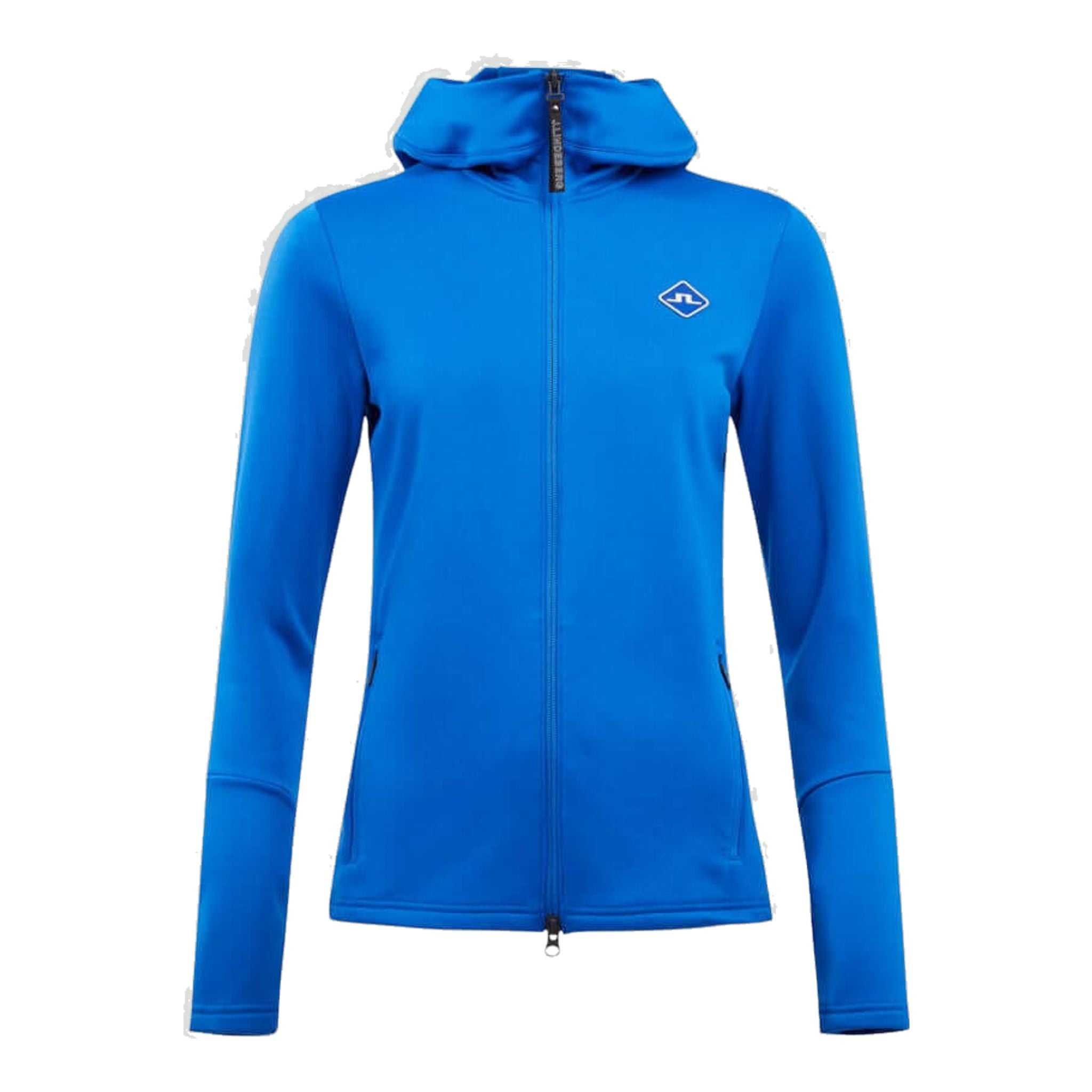 Pull de golf à capuche J. Lindeberg Aerial Hood bleu nautique pour femme