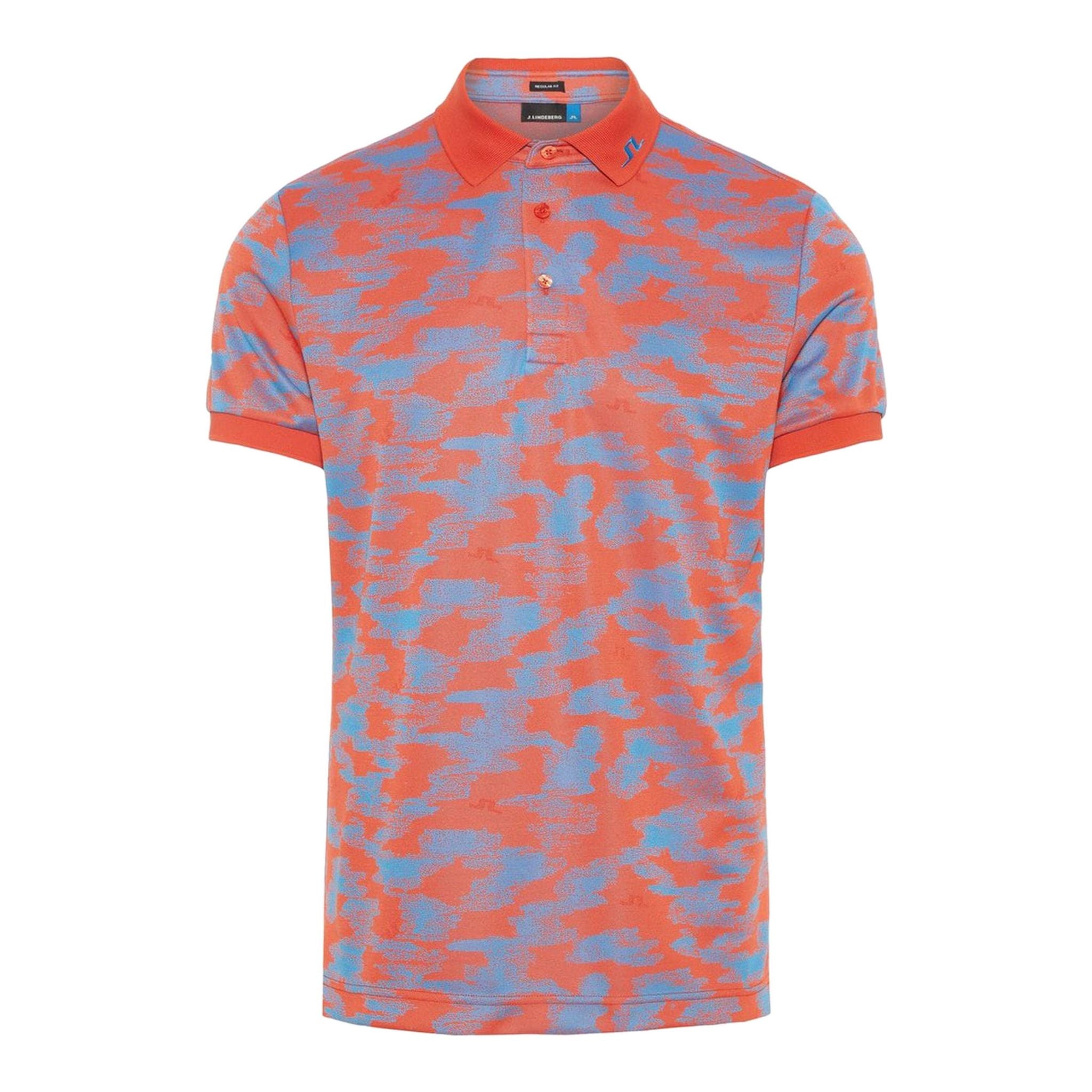 J. Lindeberg M KV Jacquard Reg Fit-TX Jaqua Polo Camouflage Rouge Homme