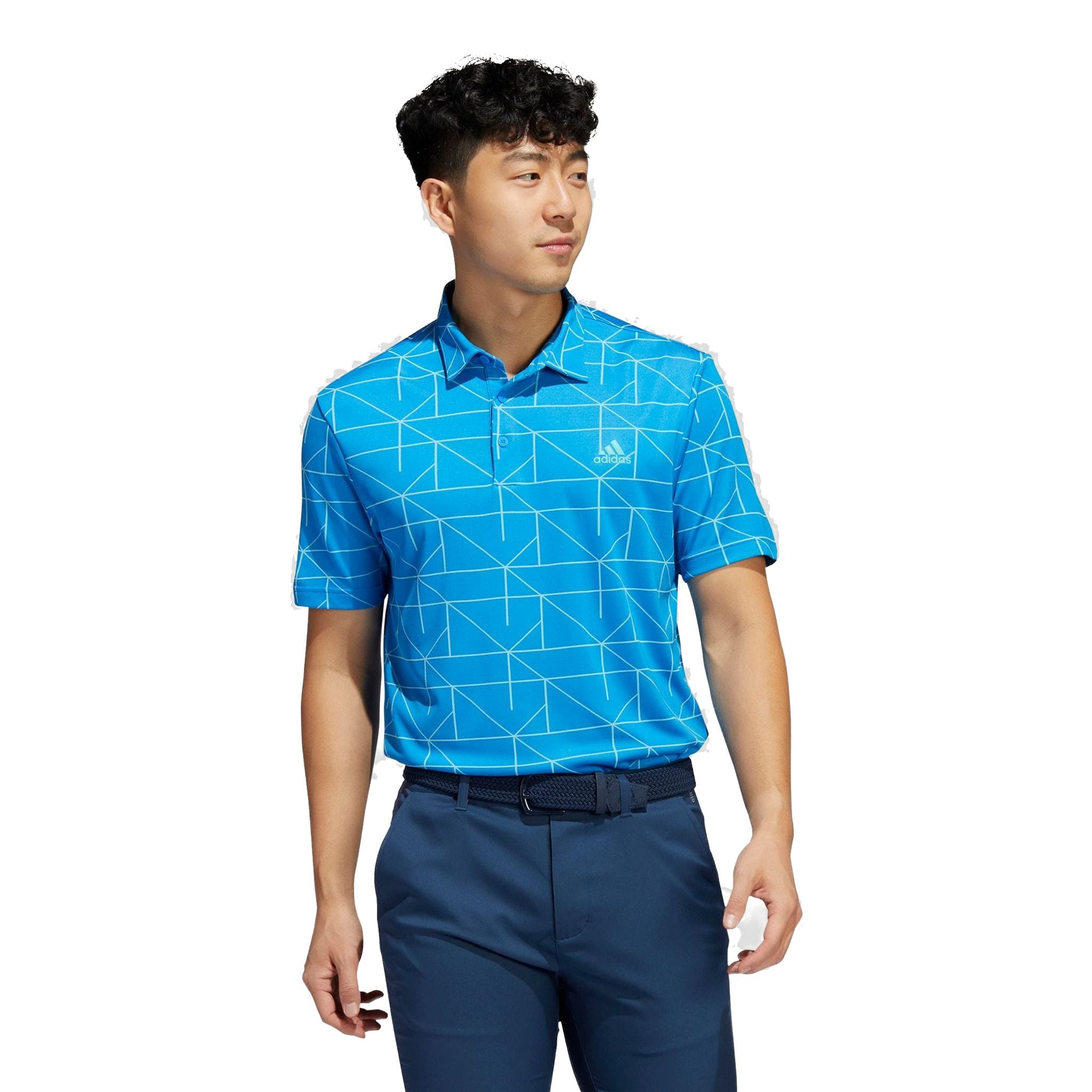 Polo Adidas M à lignes jacquard, bleu vif/semi-menthe vif, homme