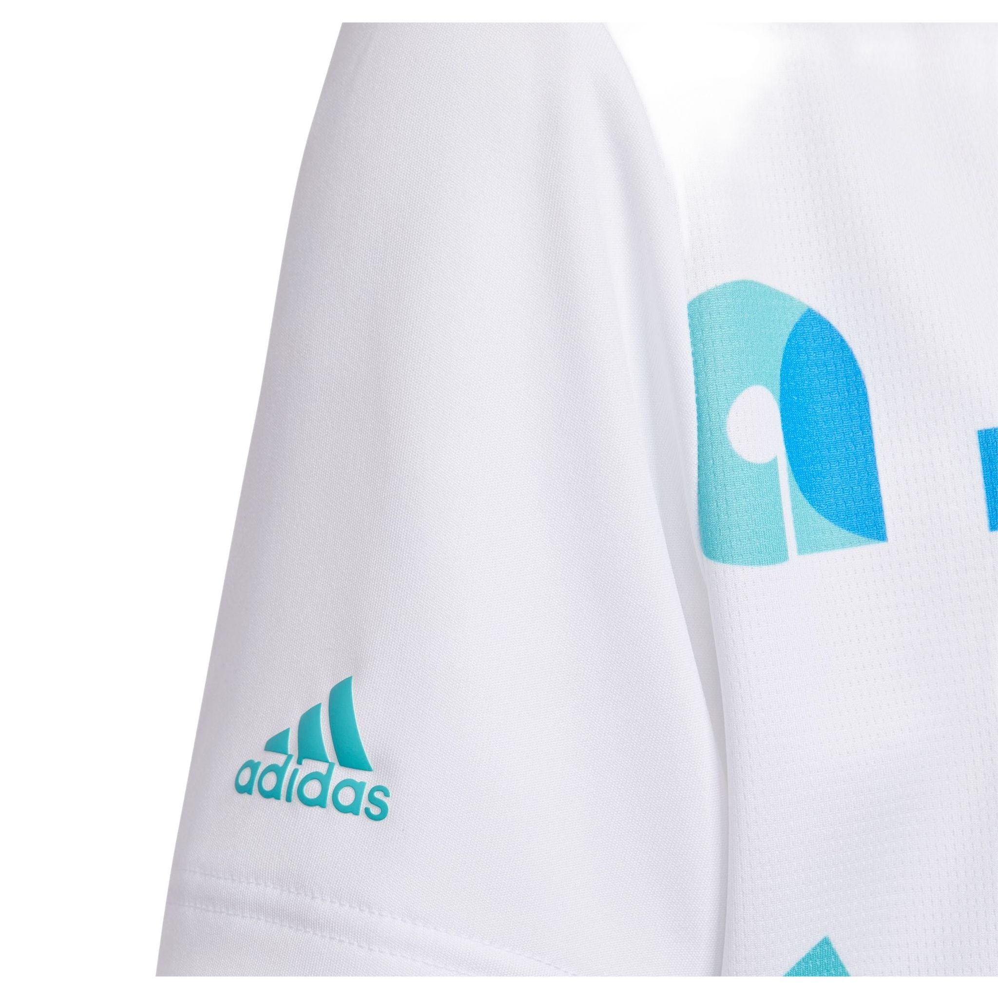 Polo Adidas Jr. Graphic Semi Mint Rush/Blue Rush/Blanc