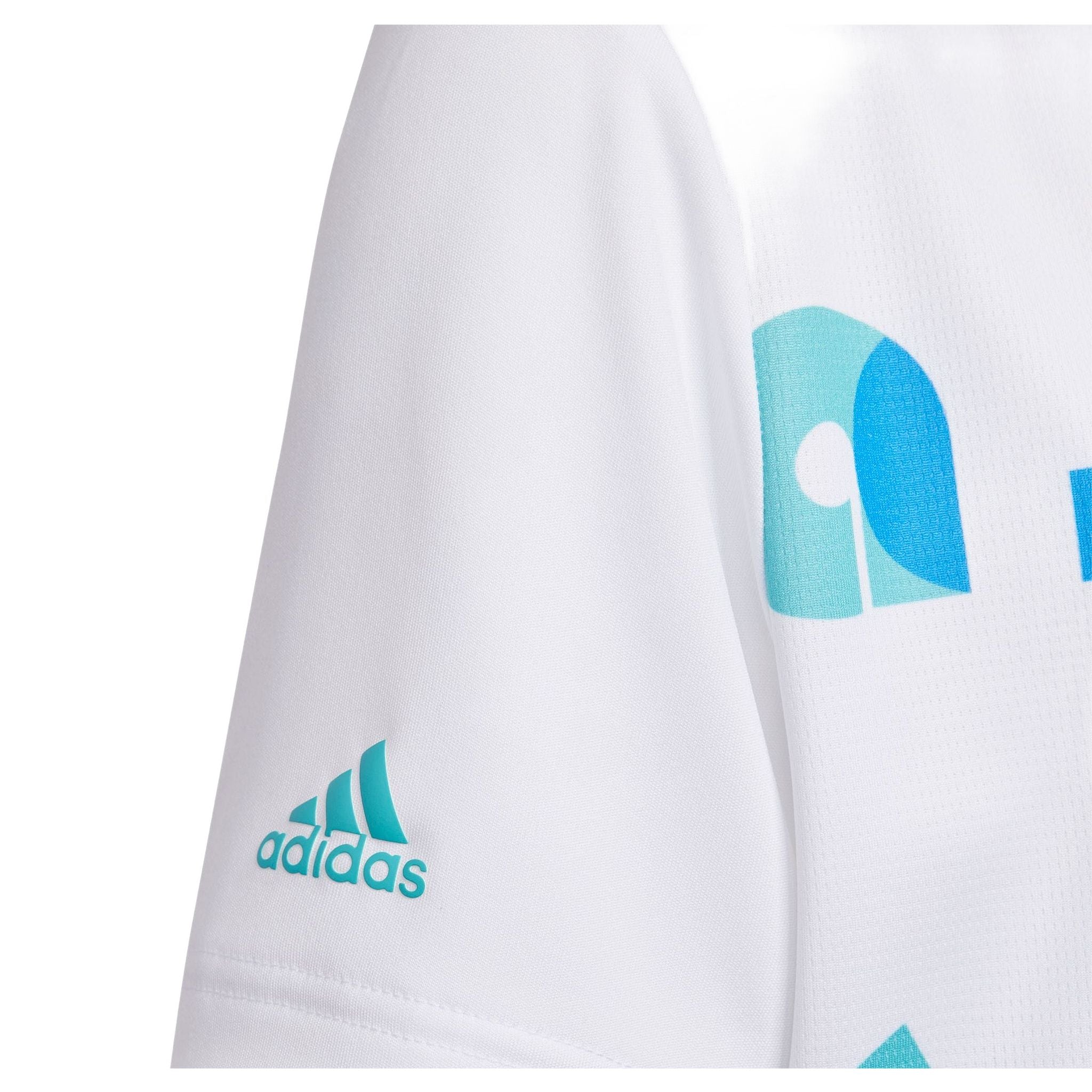 Polo Adidas Jr. Graphic Semi Mint Rush/Blue Rush/Blanc