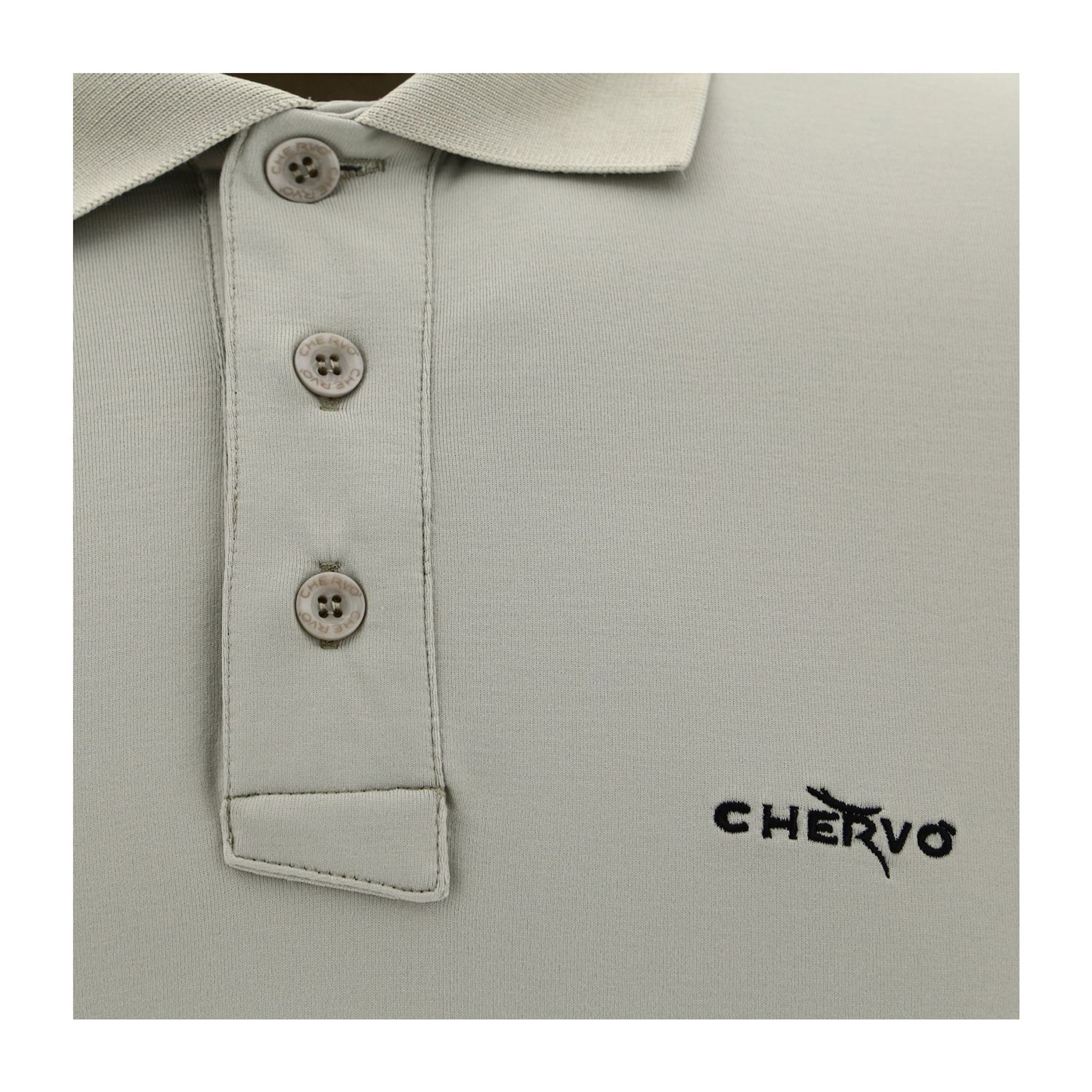 Polo Chervo M Anguy LS Gris/Vert Homme