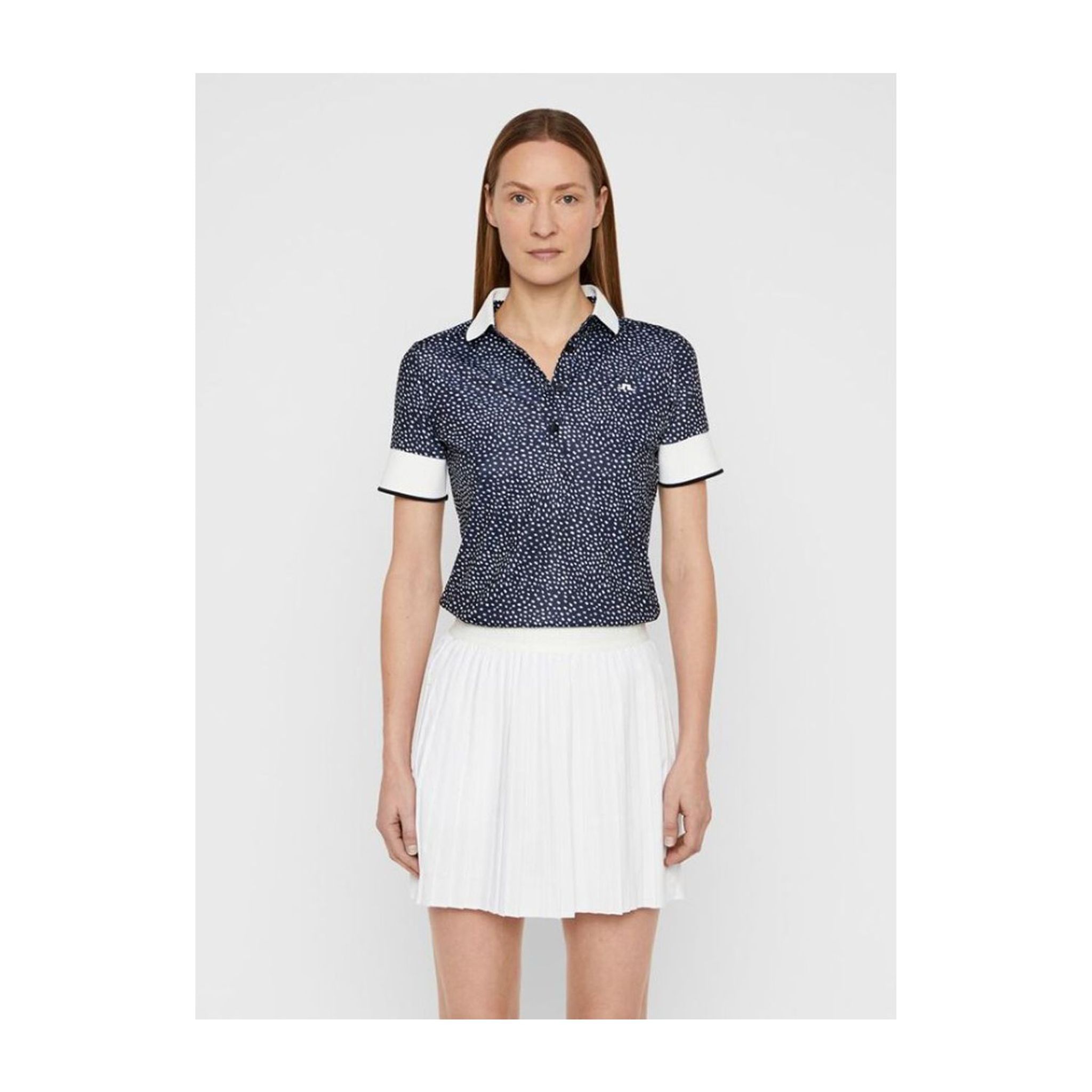 Polo Coolmax W Lexie-TX de J. Lindeberg pour femme à pois blancs