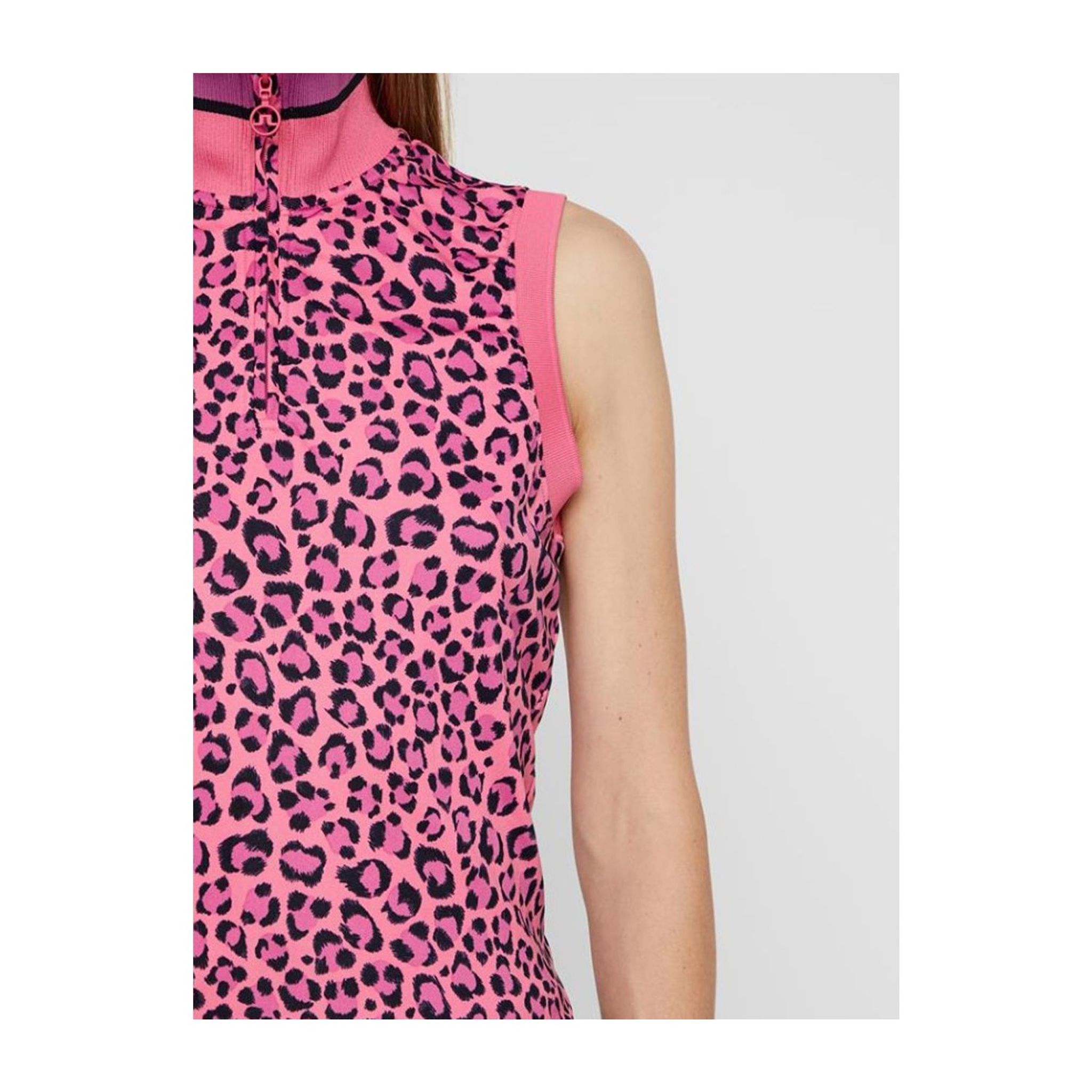 Polo J. Lindeberg W Audrey-TX Jersey SL Rose Léopard Femme