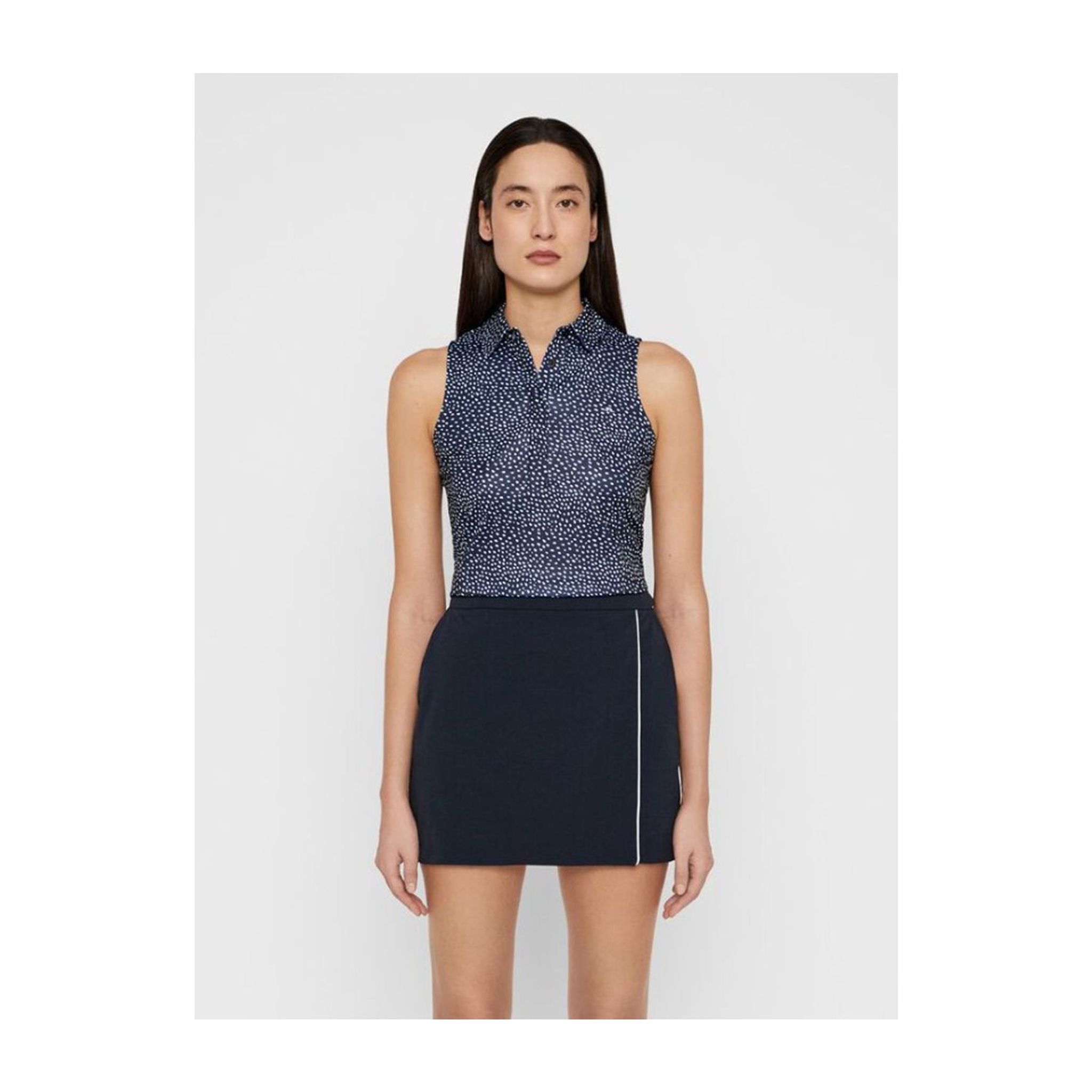 Polo J. Lindeberg W Dena Print-TX Jersey SL à pois blancs pour femme