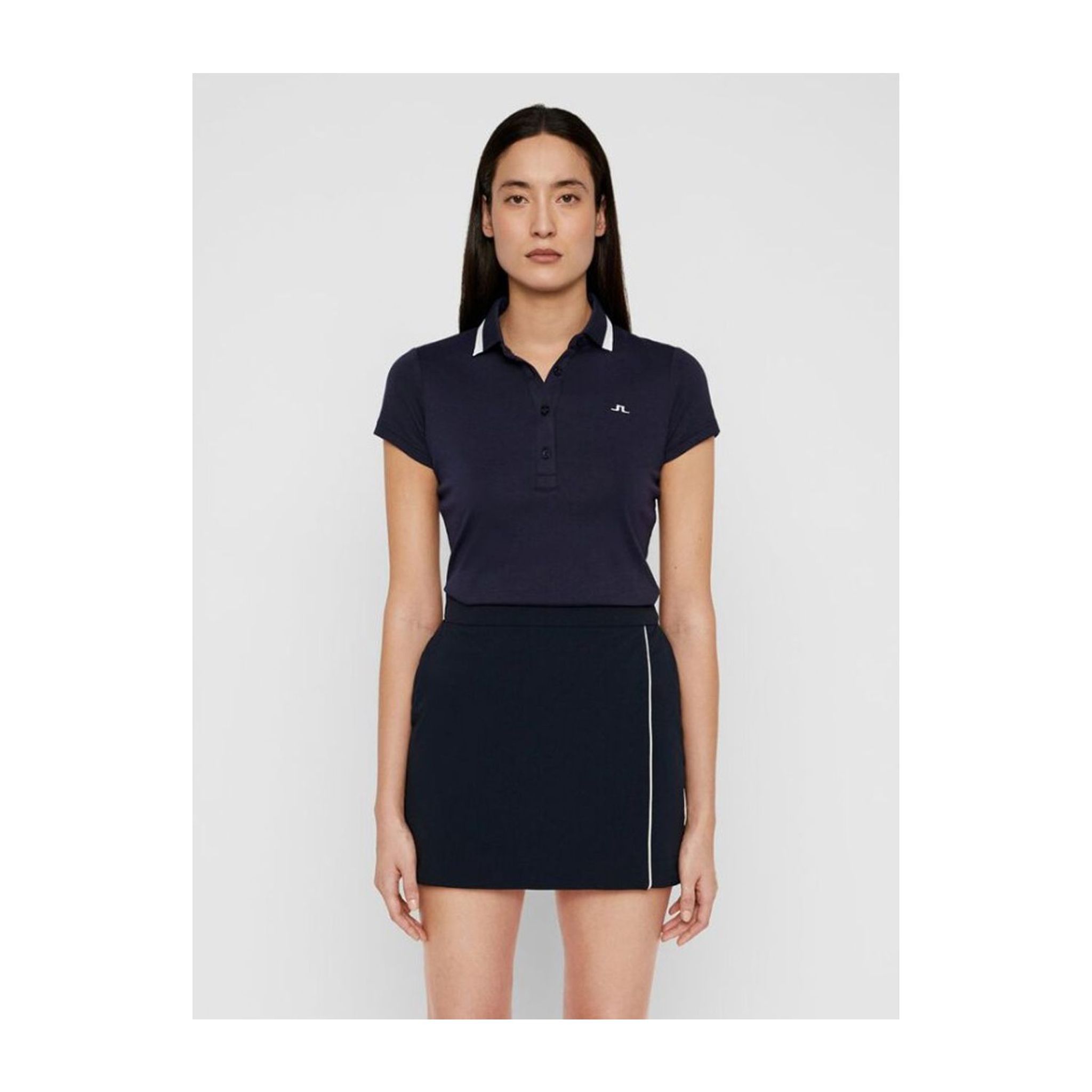 Polo J. Lindeberg W Alve-Cotton Poly Navy Melange Femme