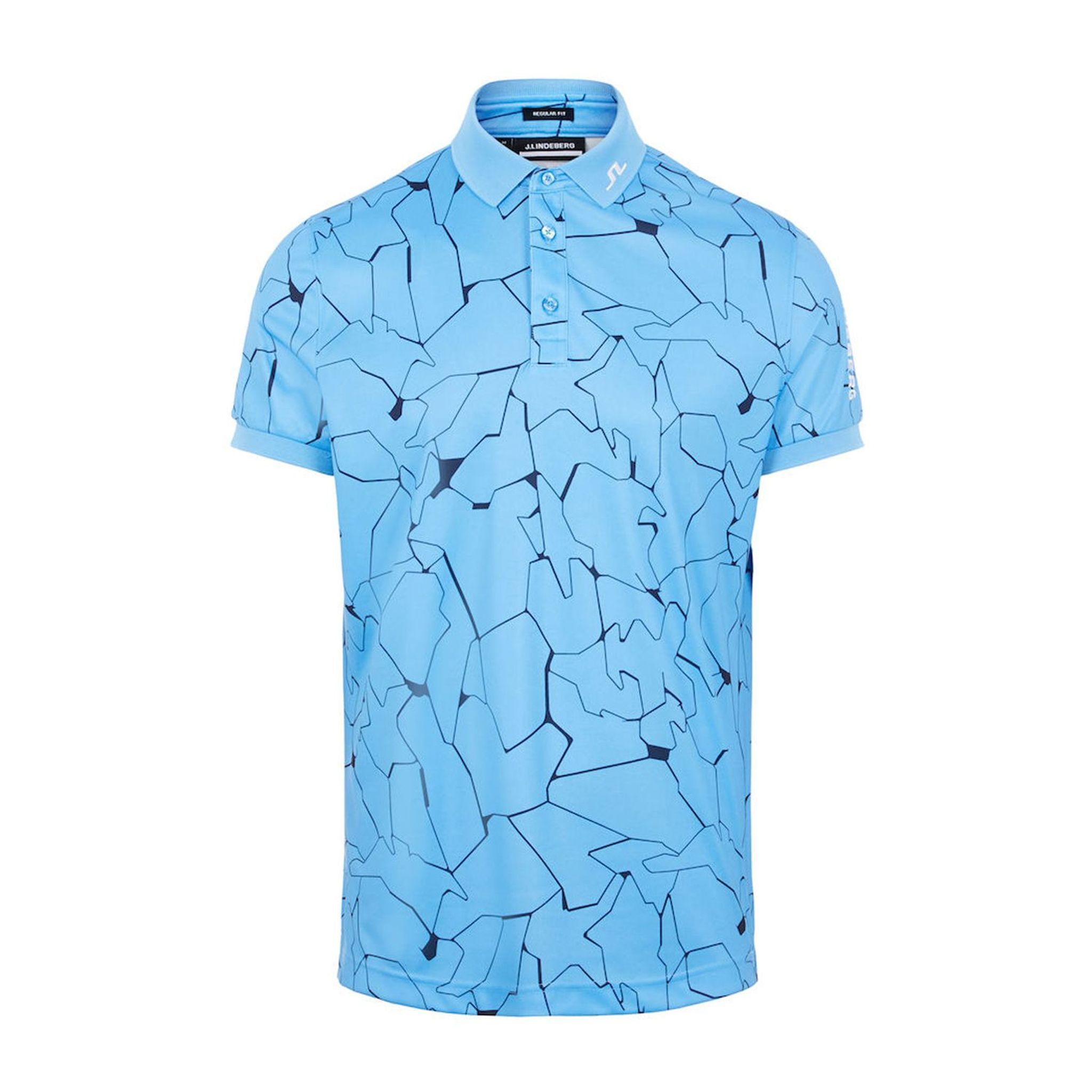 Polo J. Lindeberg M Tour Tech Reg Fit Print SS Slit Bleu océan Homme