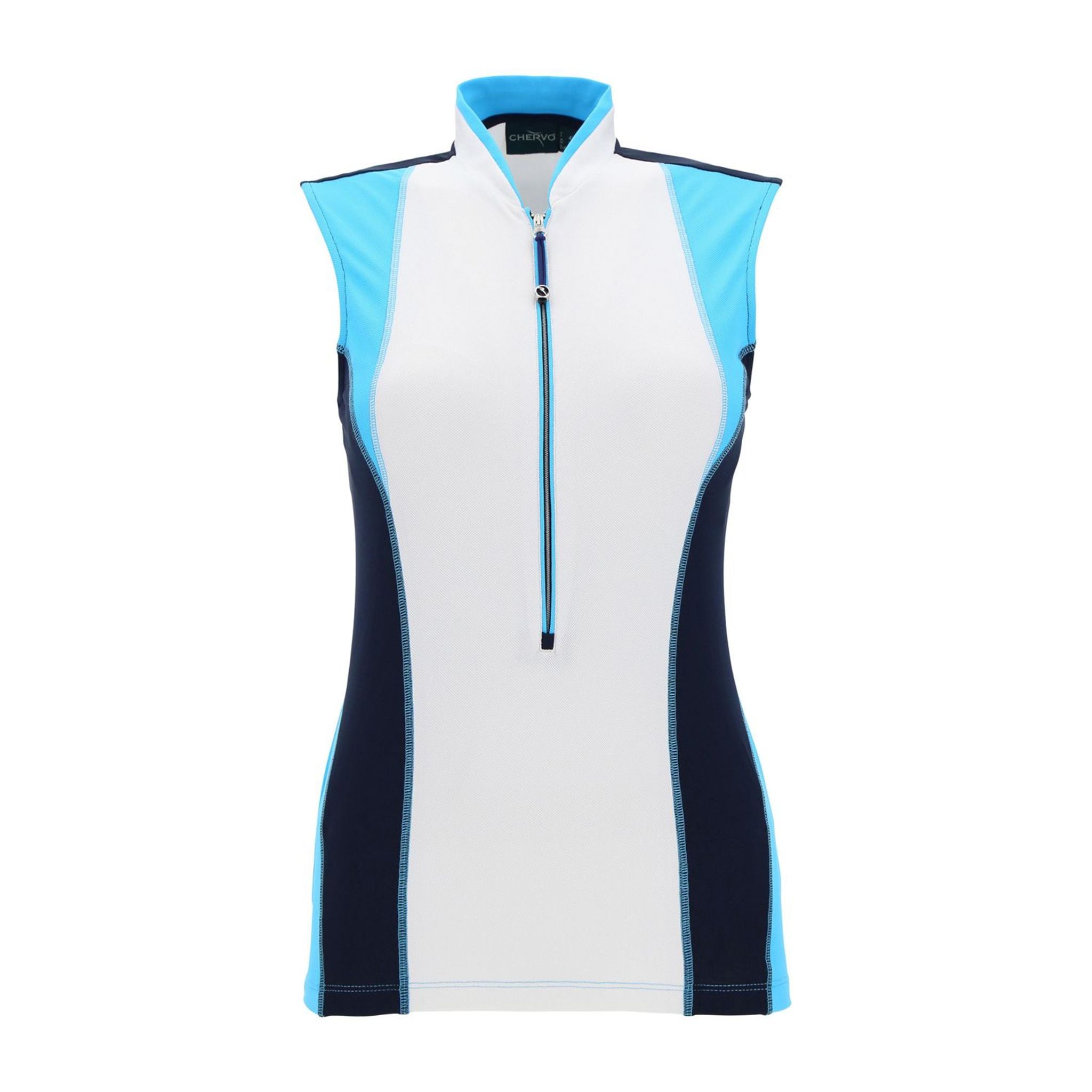 Polo Chervo W Albizia SL Blanc/Bleu Clair Femme
