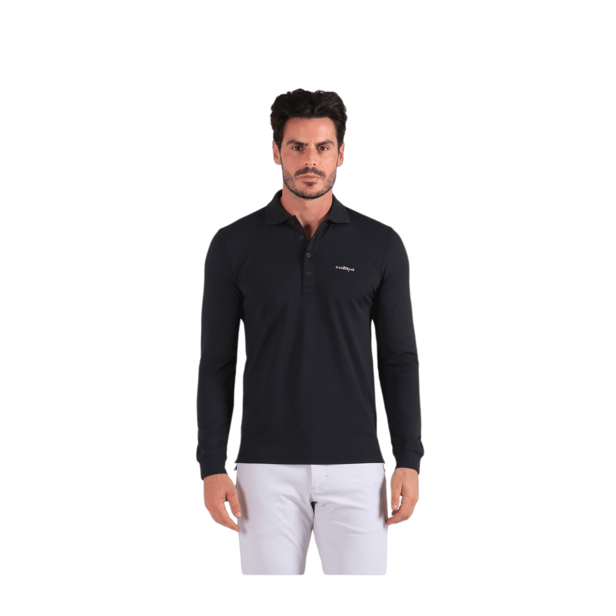 Polo Chervo Areala à manches longues noir pour homme