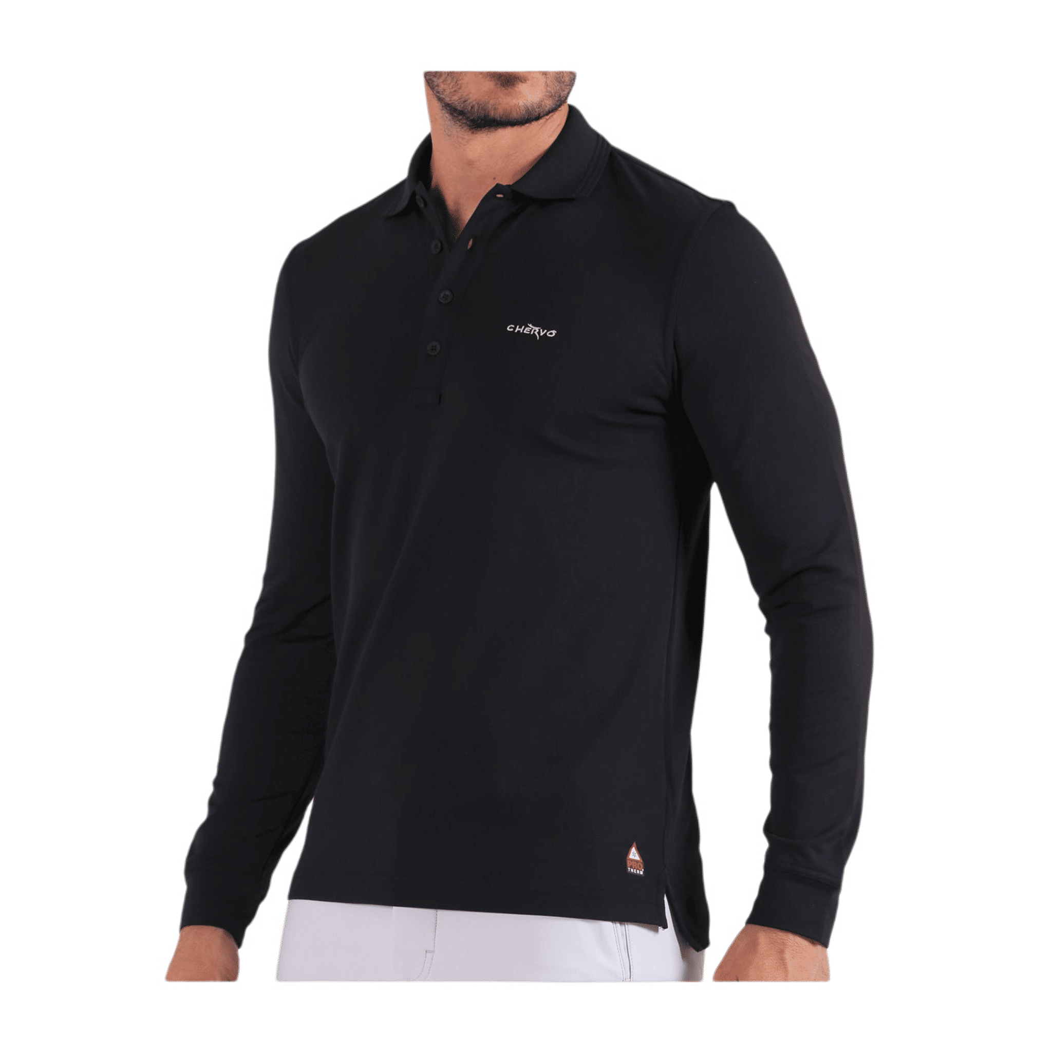 Polo Chervo Areala à manches longues noir pour homme