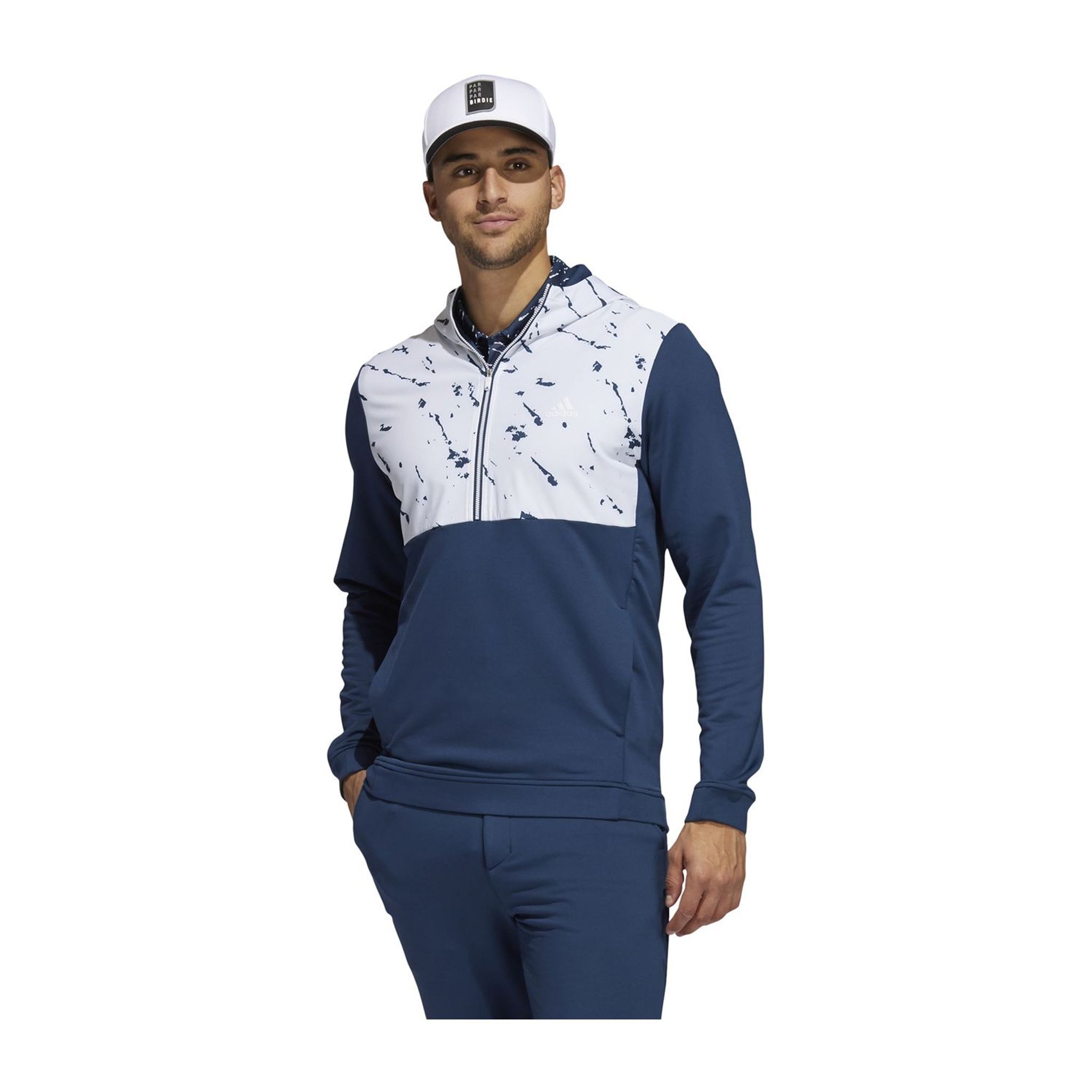 Adidas Anorak Pullover CRDY Demi-Zip Bleu Marine/Blanc Homme