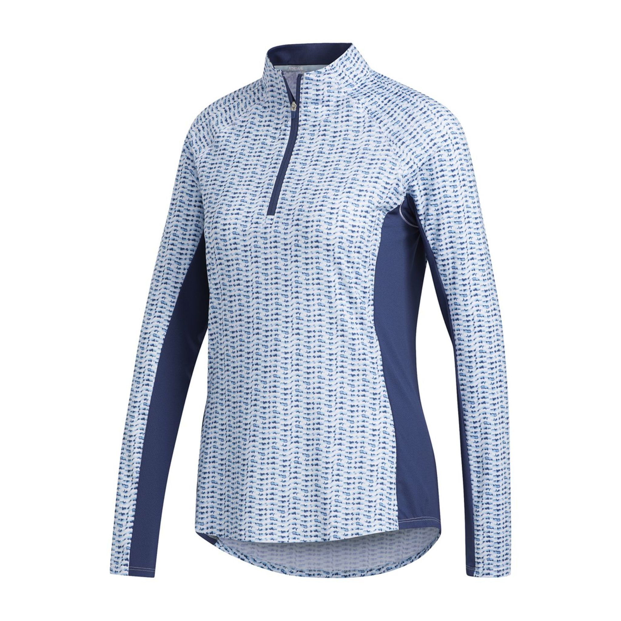 Polo à manches longues imprimé Adidas W Aeroready UPF50 pour femme Blanc/teinte ciel