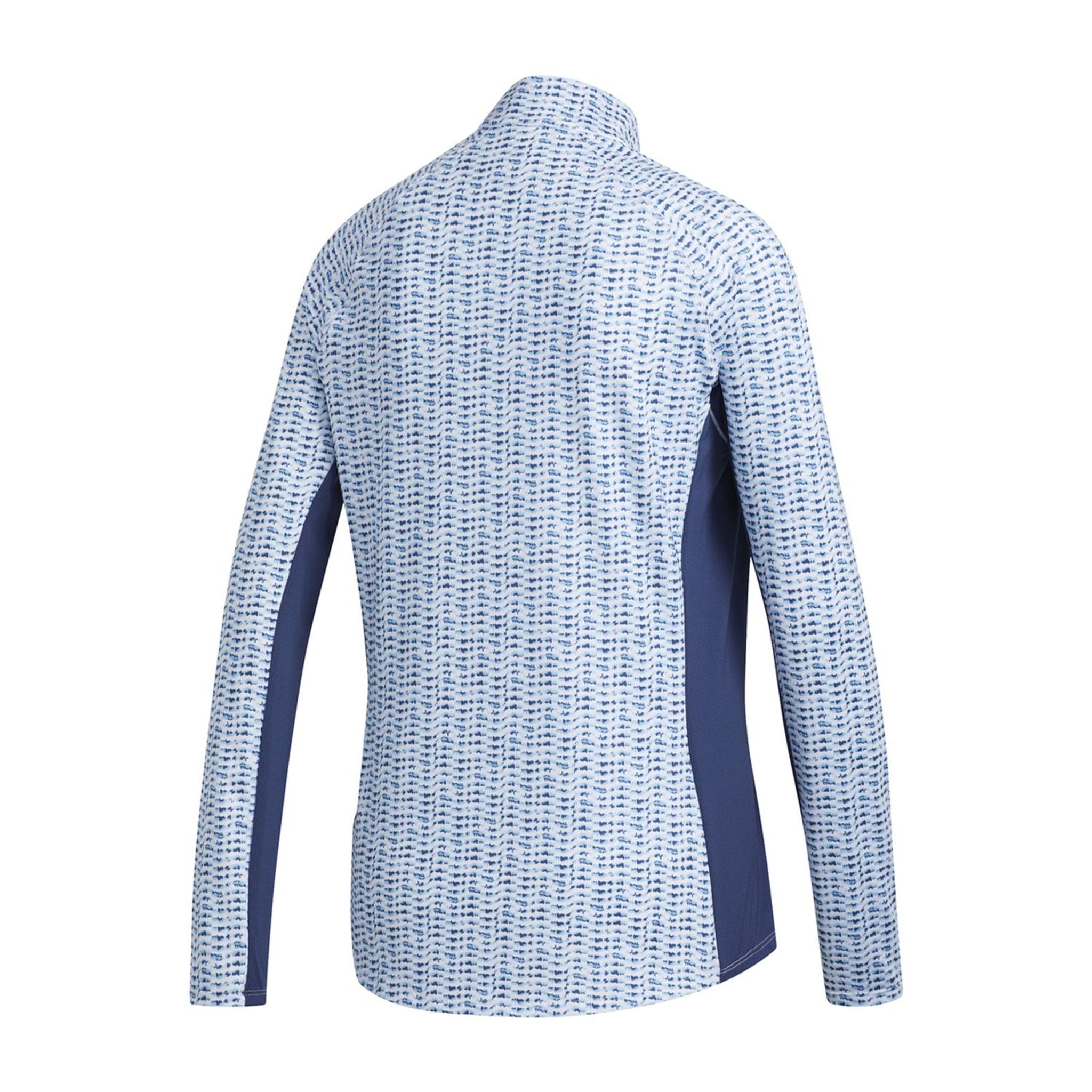 Polo à manches longues imprimé Adidas W Aeroready UPF50 pour femme Blanc/teinte ciel